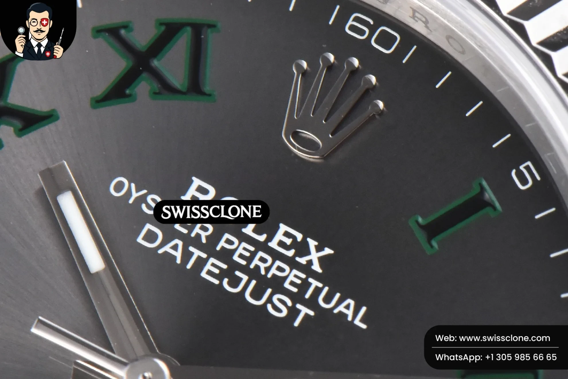 Rolex DateJust 41mm 904L Wimbledon Gray Dial Green Marker Jubilee VS3235 1:1 Super Clone - Caseback & Cloned Calibre Movement