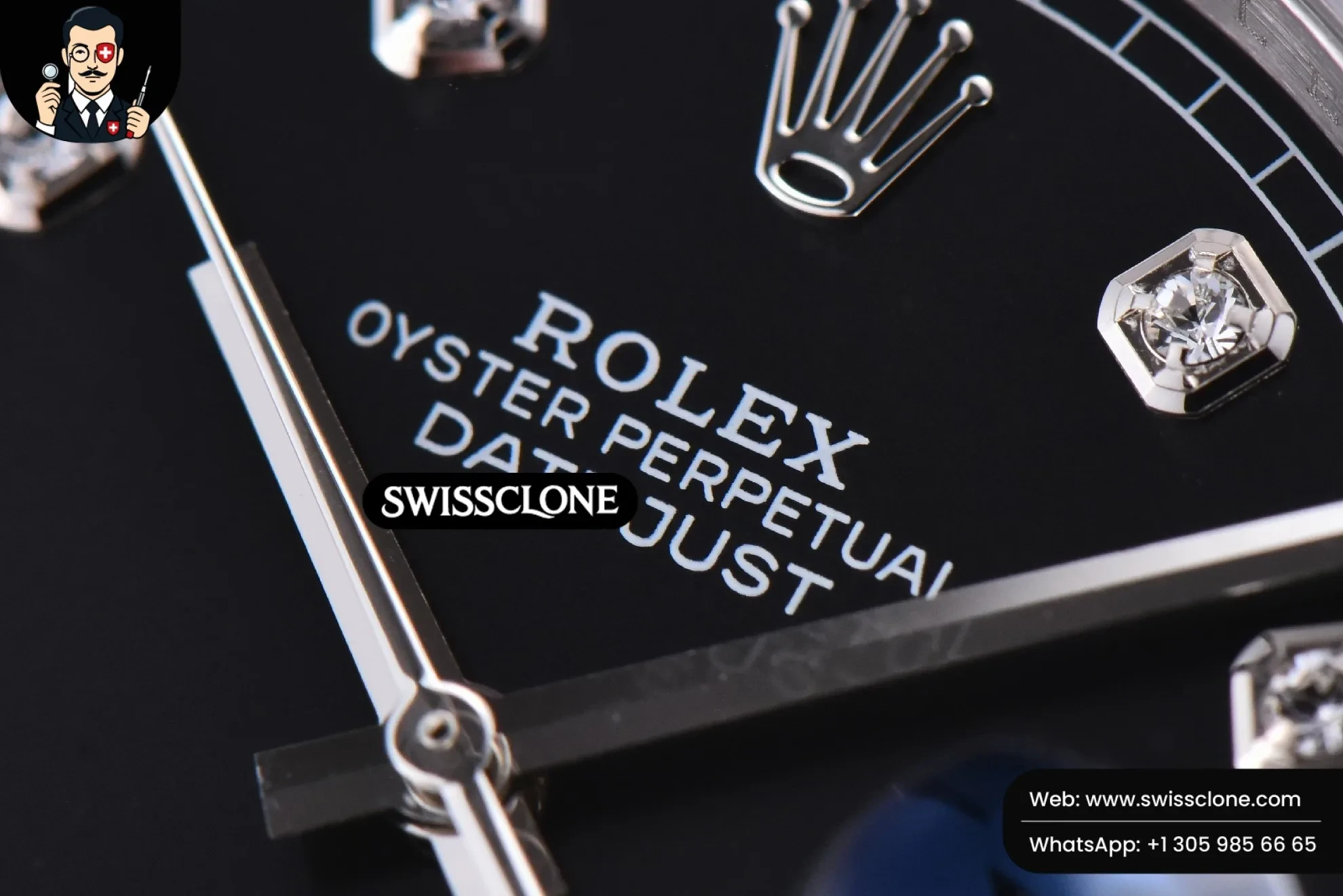 Rolex Datejust 41mm Black Dial Diamond Marker Fluted Bezel Jubille VR3235 1:1 Super Clone - Caseback & Cloned Calibre Movement