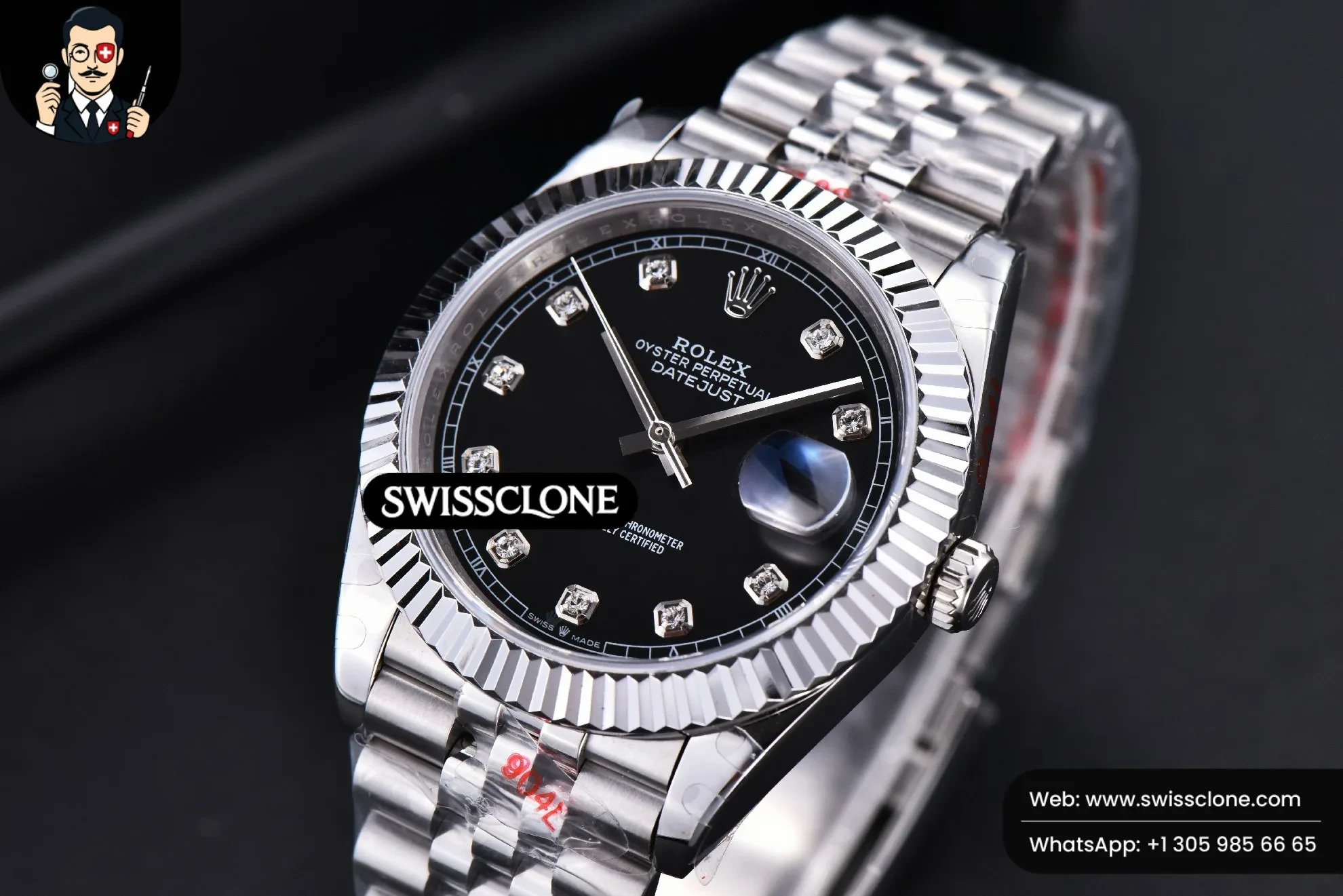 Rolex Datejust 41mm Black Dial Diamond Marker Fluted Bezel Jubille VR3235 1:1 Super Clone - Clasp & Bracelet Finishing