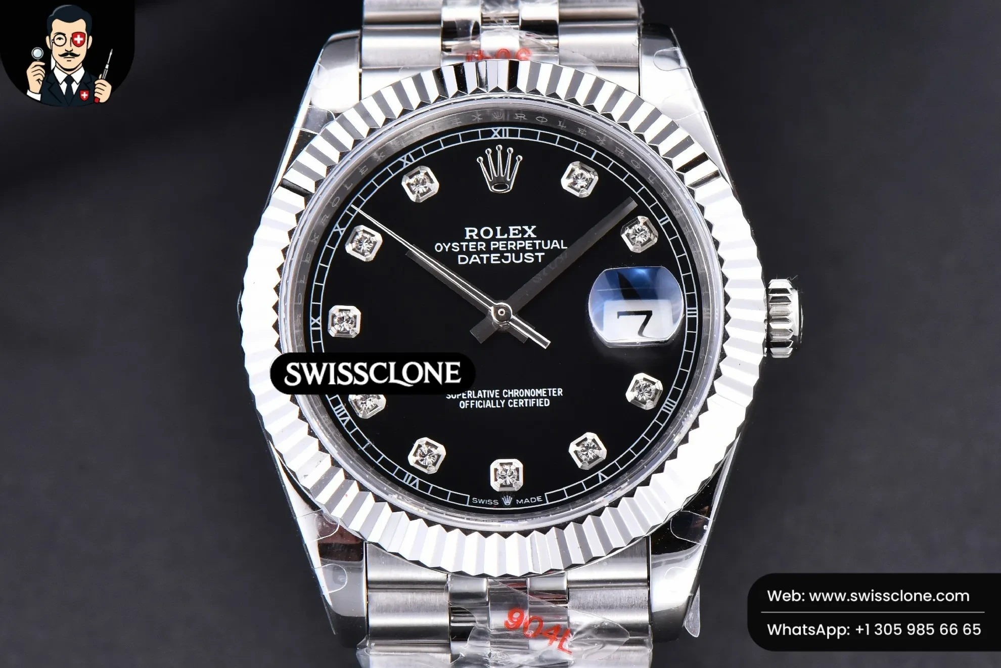 Rolex Datejust 41mm Black Dial Diamond Marker Fluted Bezel Jubille VR3235