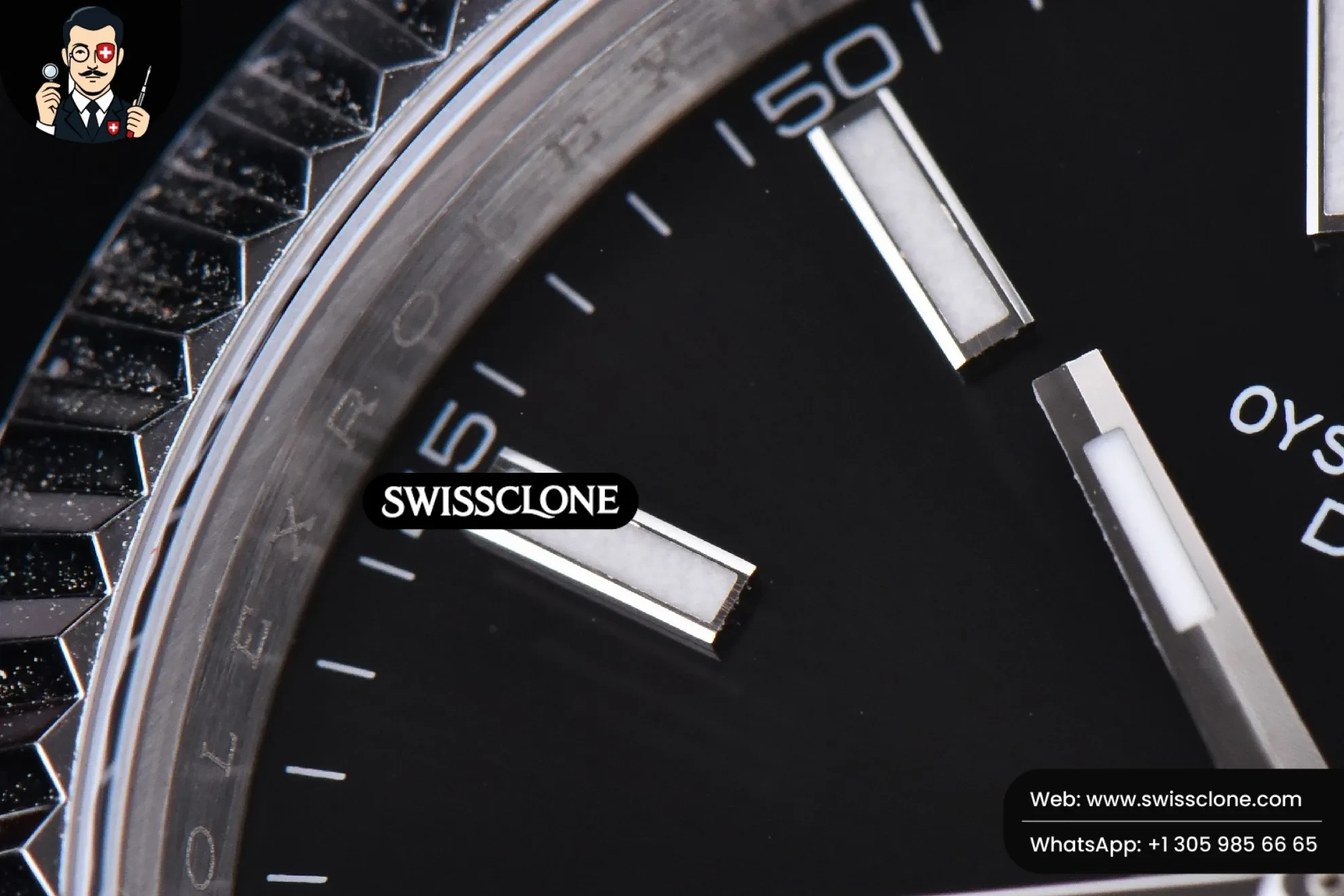 Rolex Datejust 41mm Black Dial Lume Marker Fluted Bezel Jubille VR3235 1:1 Super Clone - Lateral Case Thickness Profile