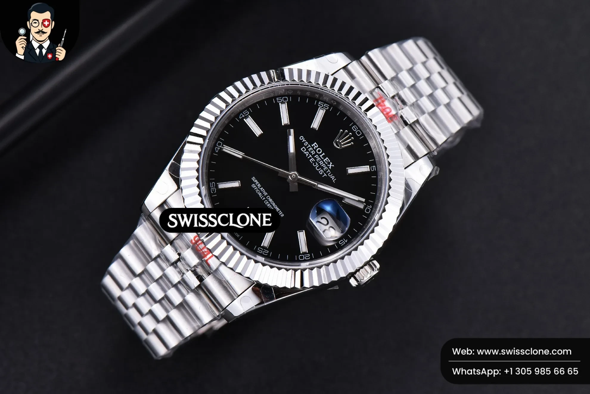 Rolex Datejust 41mm Black Dial Lume Marker Fluted Bezel Jubille VR3235 1:1 Super Clone - Bezel & Case Profile