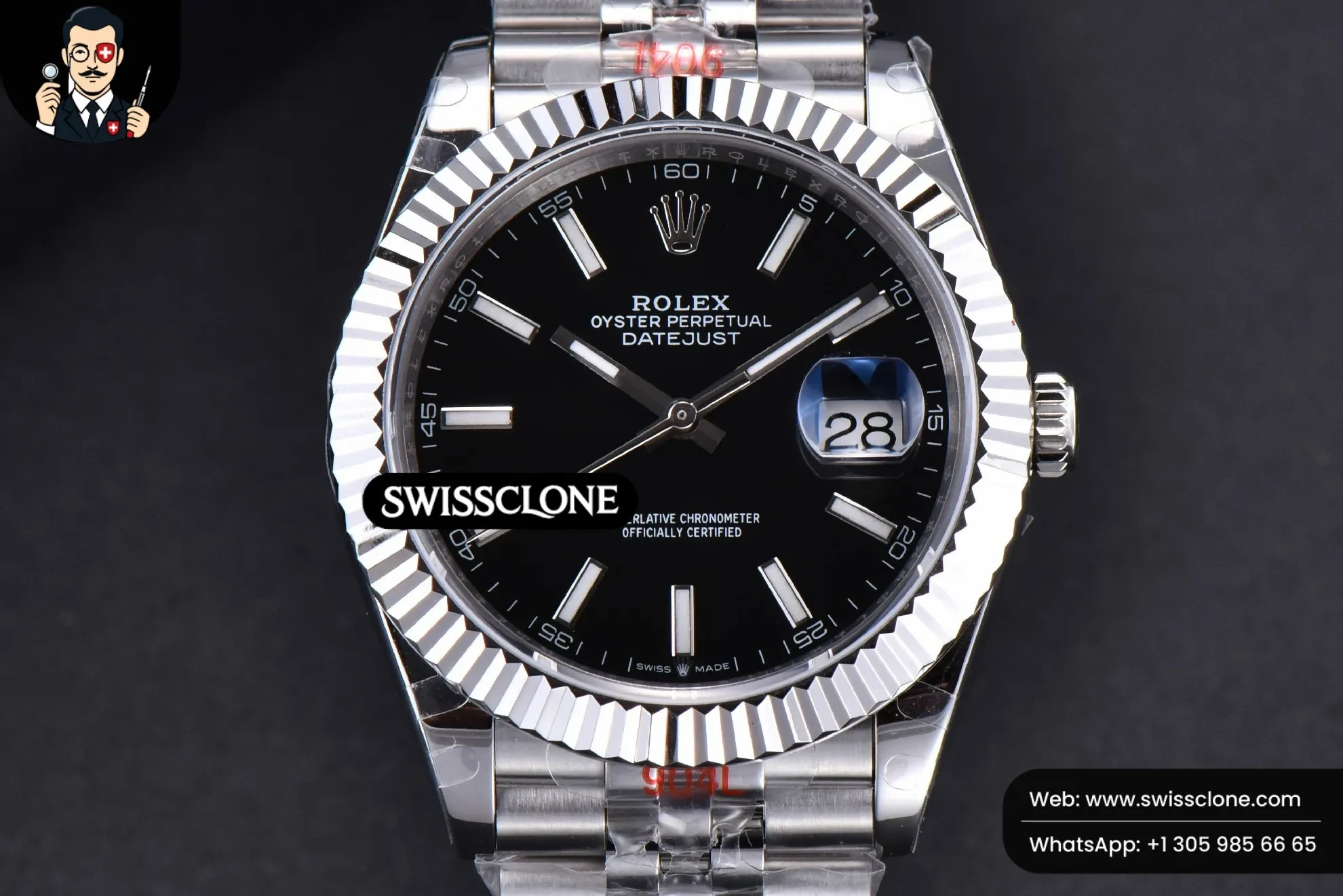 Rolex Datejust 41mm Black Dial Lume Marker Fluted Bezel Jubille VR3235