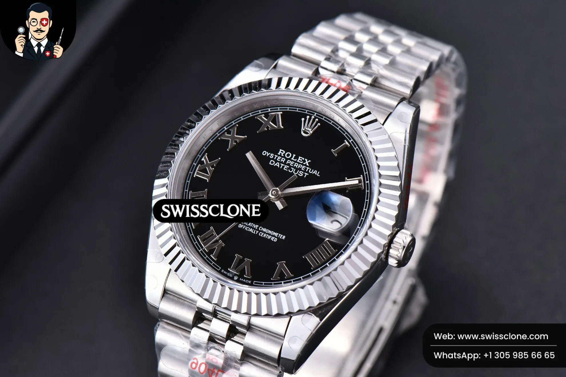Rolex Datejust 41mm Black Dial Roma Marker Fluted Bezel Jubille VR3235 1:1 Super Clone - Clasp & Bracelet Finishing