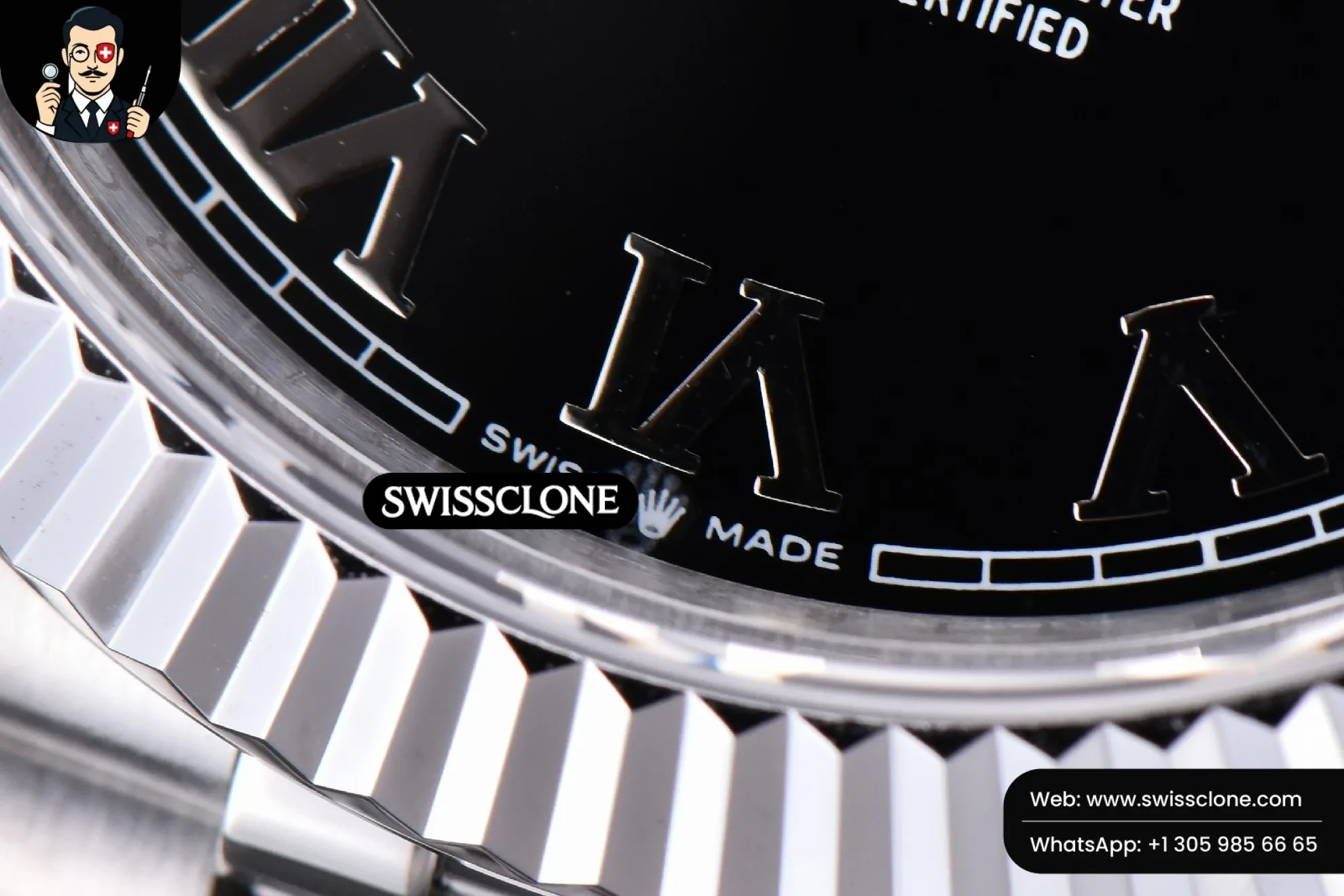 Rolex Datejust 41mm Black Dial Roma Marker Fluted Bezel Jubille VR3235 1:1 Super Clone - On-Wrist Presence View