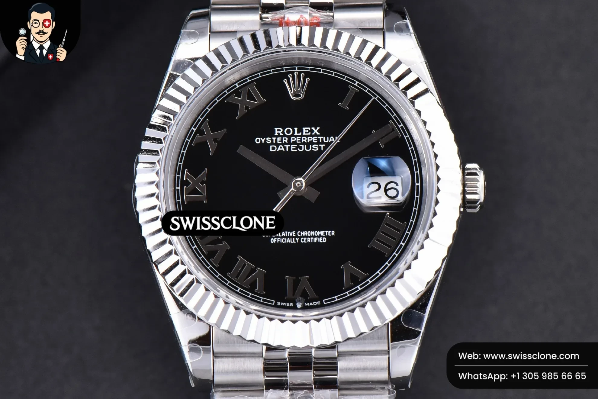 Rolex Datejust 41mm Black Dial Roma Marker Fluted Bezel Jubille VR3235