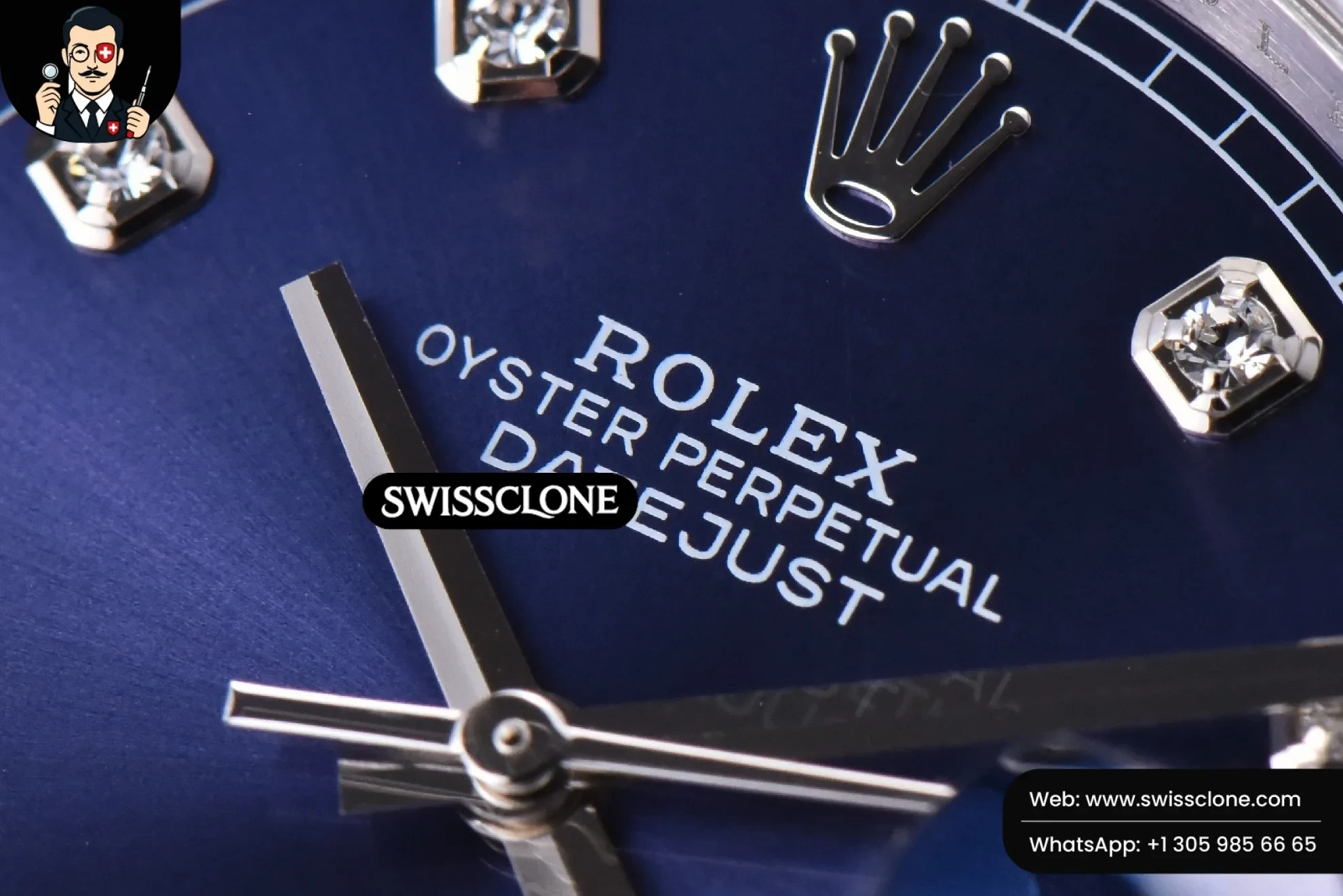 Rolex Datejust 41mm Blue Dial Diamond Marker Fluted Bezel Jubille VR3235 1:1 Super Clone - Caseback & Cloned Calibre Movement