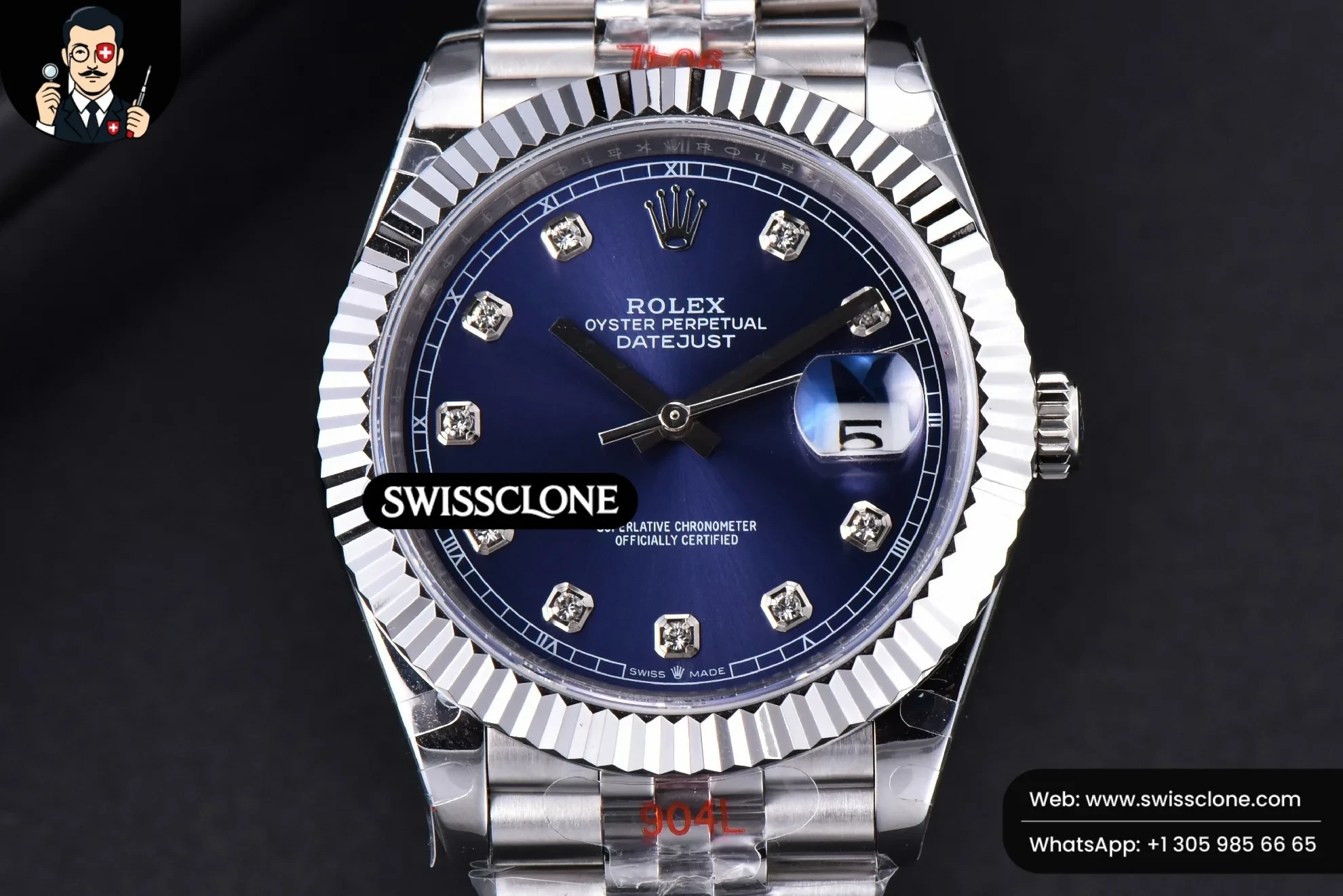 Rolex Datejust 41mm Blue Dial Diamond Marker Fluted Bezel Jubille VR3235