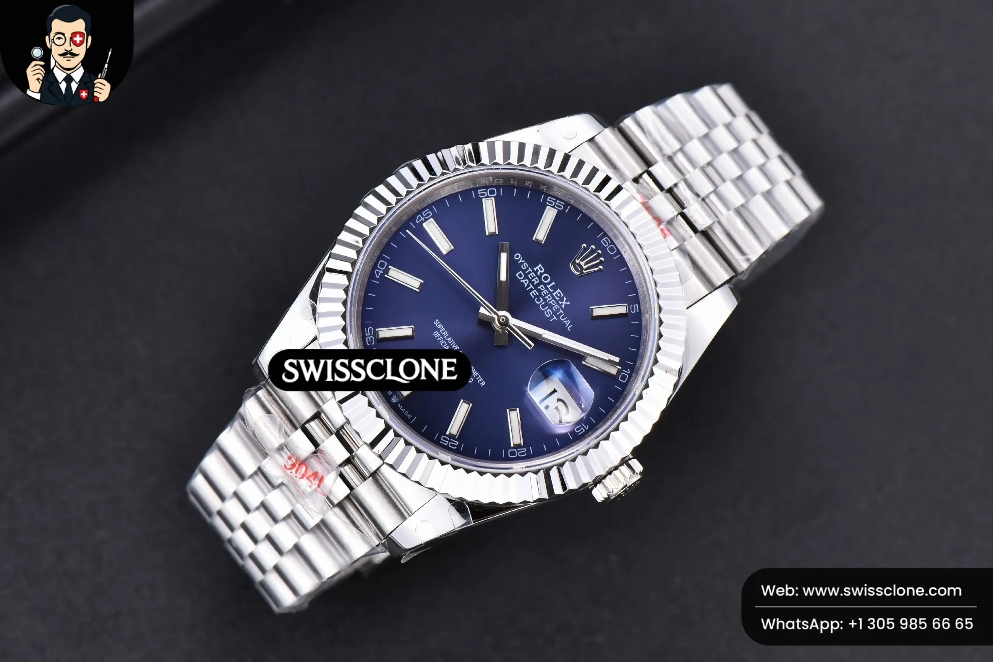 Rolex Datejust 41mm Blue Dial Lume Marker Fluted Bezel Jubille VR3235 1:1 Super Clone - Bezel & Case Profile