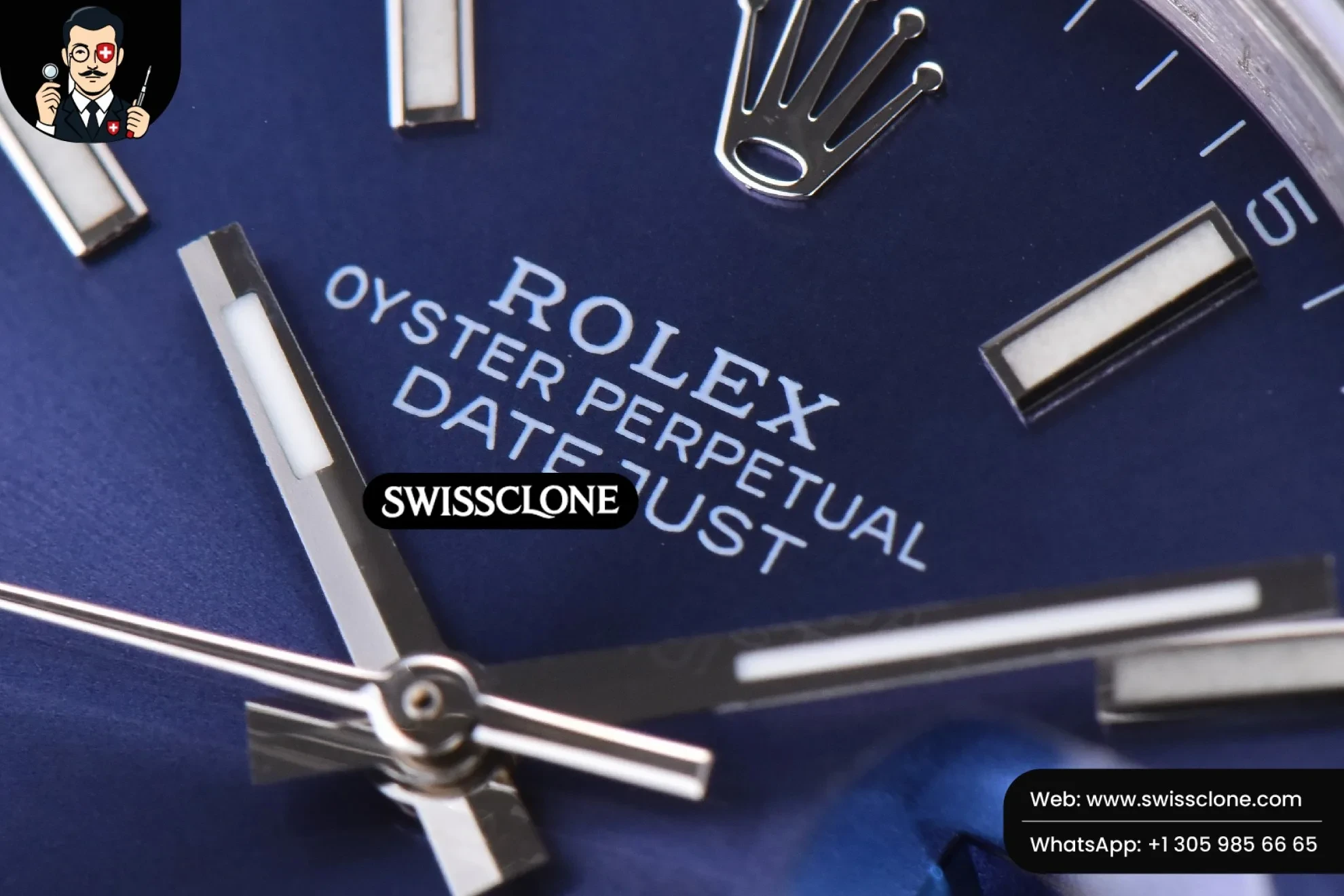 Rolex Datejust 41mm Blue Dial Lume Marker Fluted Bezel Jubille VR3235 1:1 Super Clone - Caseback & Cloned Calibre Movement
