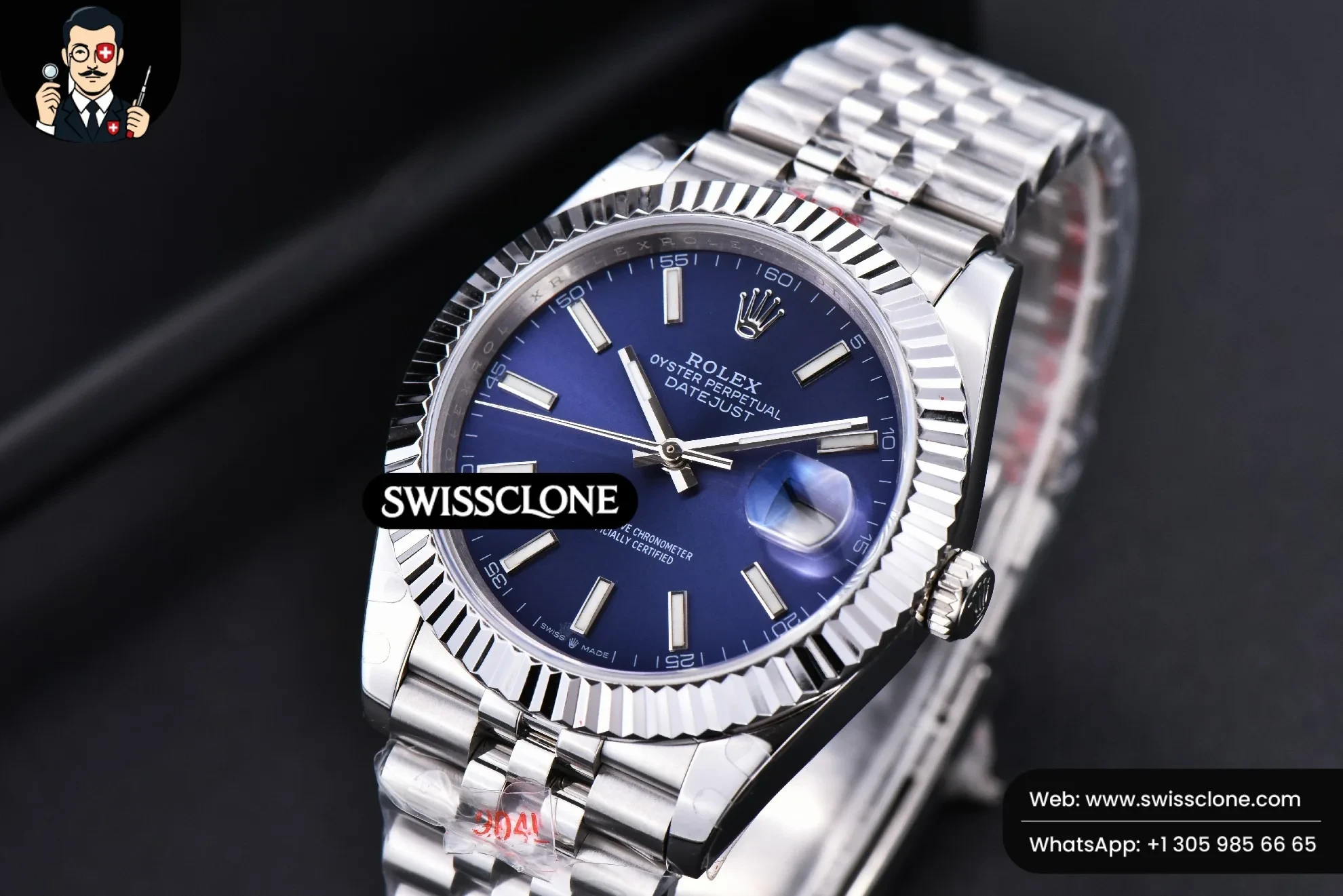 Rolex Datejust 41mm Blue Dial Lume Marker Fluted Bezel Jubille VR3235 1:1 Super Clone - Clasp & Bracelet Finishing