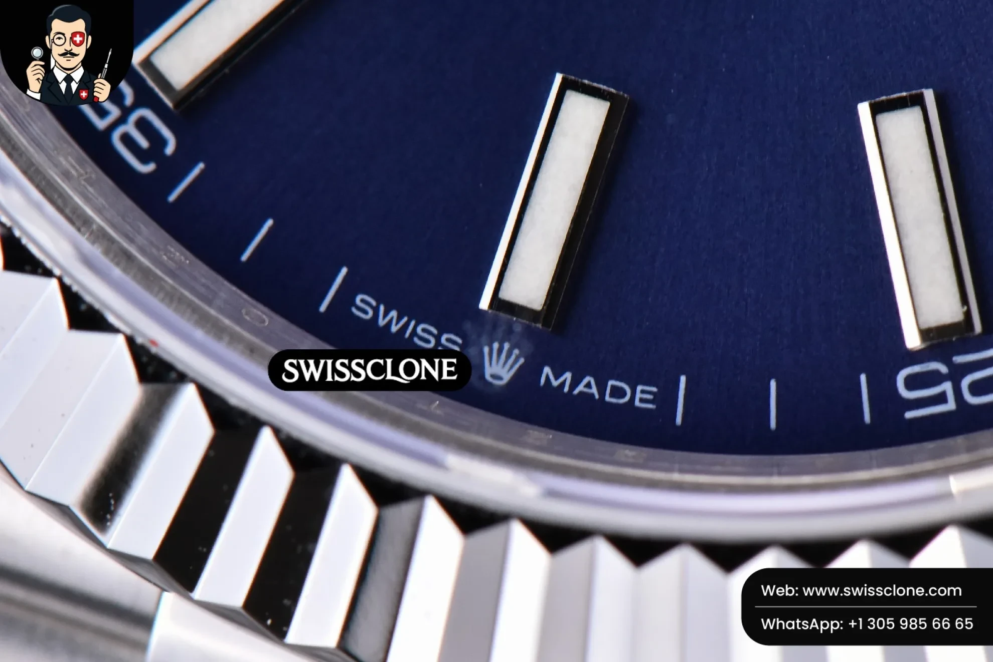 Rolex Datejust 41mm Blue Dial Lume Marker Fluted Bezel Jubille VR3235 1:1 Super Clone - On-Wrist Presence View