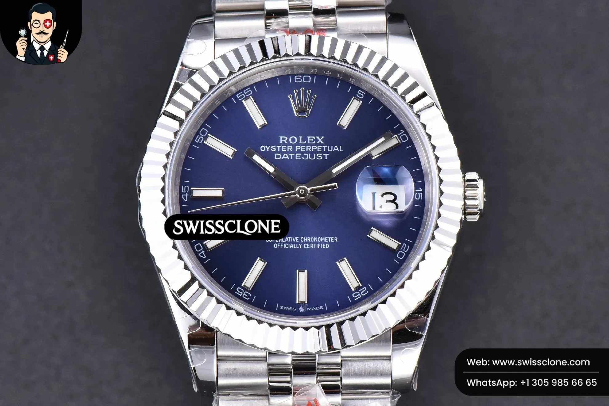 Rolex Datejust 41mm Blue Dial Lume Marker Fluted Bezel Jubille VR3235