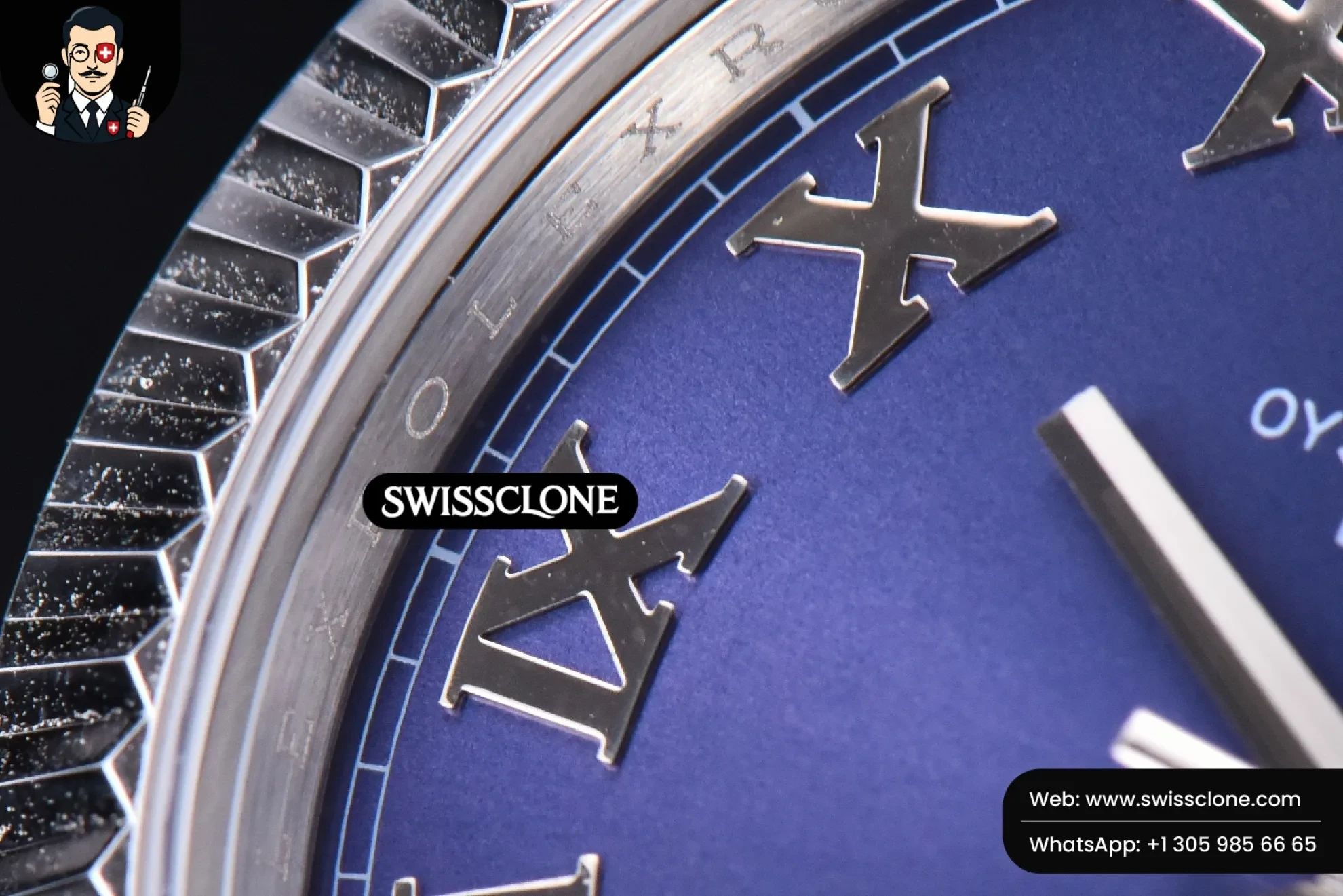 Rolex Datejust 41mm Blue Dial Roma Marker Fluted Bezel Jubille VR3235 1:1 Super Clone - Lateral Case Thickness Profile