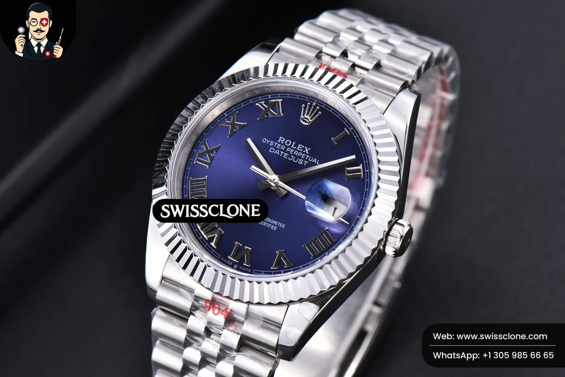 Rolex Datejust 41mm Blue Dial Roma Marker Fluted Bezel Jubille VR3235 1:1 Super Clone - Clasp & Bracelet Finishing