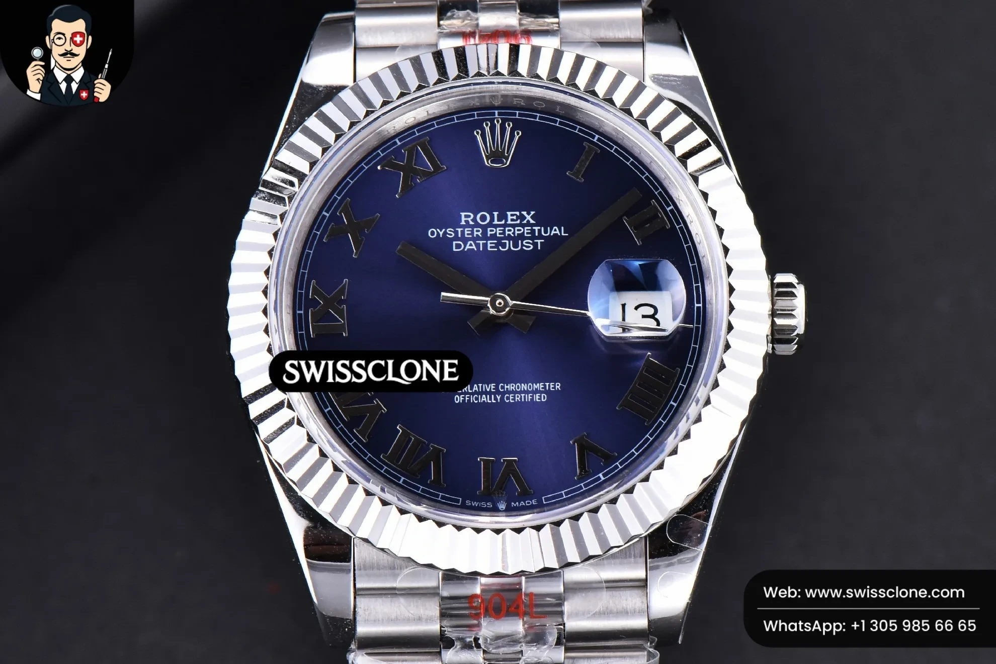 Rolex Datejust 41mm Blue Dial Roma Marker Fluted Bezel Jubille VR3235