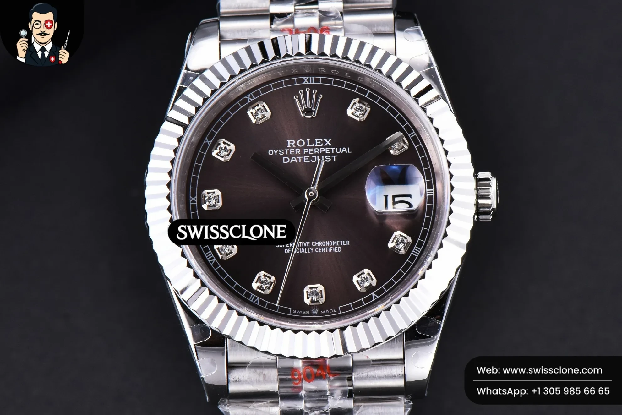 Rolex Datejust 41mm Borwn Dial Diamond Marker Fluted Bezel Jubille VR3235