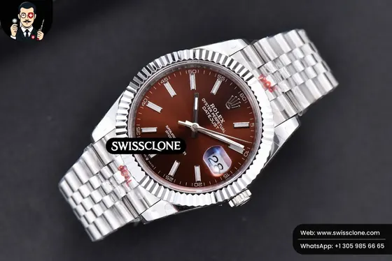 Rolex Datejust 41mm Borwn Dial Lume Marker Fluted Bezel Jubille VR3235 1:1 Super Clone - Bezel & Case Profile