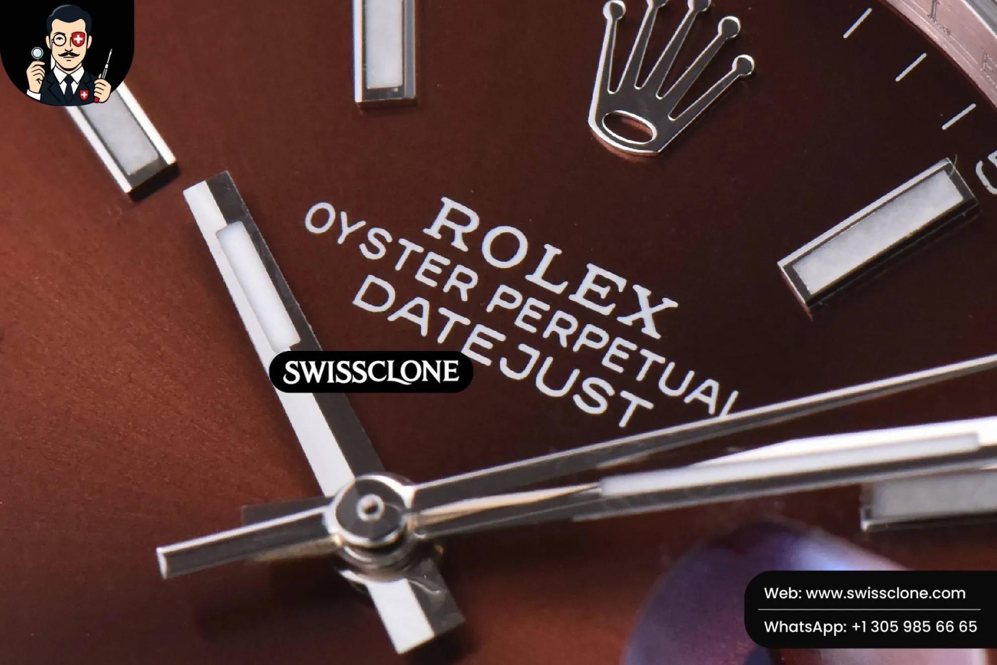 Rolex Datejust 41mm Borwn Dial Lume Marker Fluted Bezel Jubille VR3235 1:1 Super Clone - Caseback & Cloned Calibre Movement
