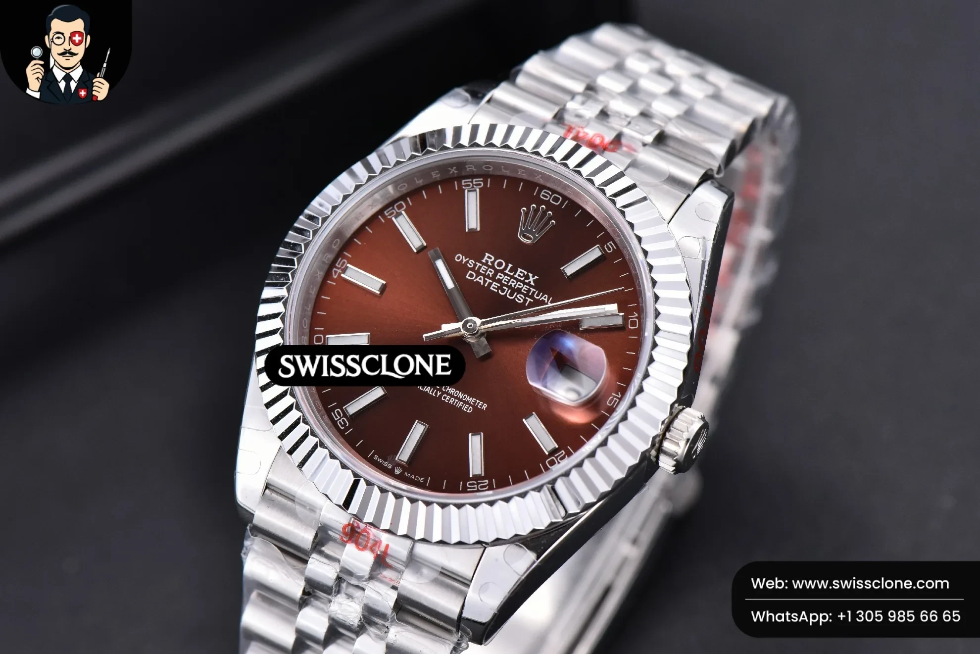 Rolex Datejust 41mm Borwn Dial Lume Marker Fluted Bezel Jubille VR3235 1:1 Super Clone - Clasp & Bracelet Finishing