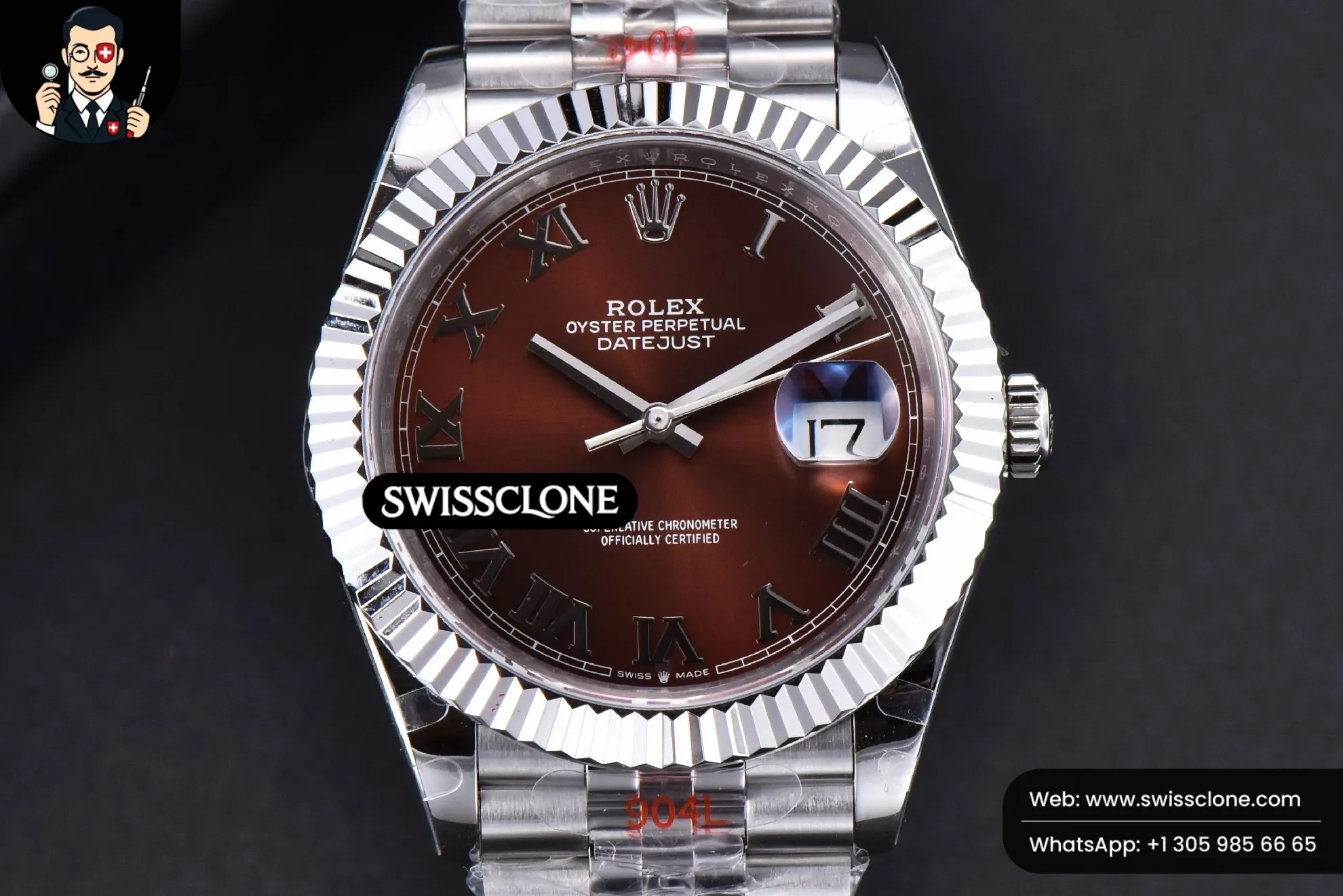 Rolex Datejust 41mm Borwn Dial Roma Marker Fluted Bezel Jubille VR3235