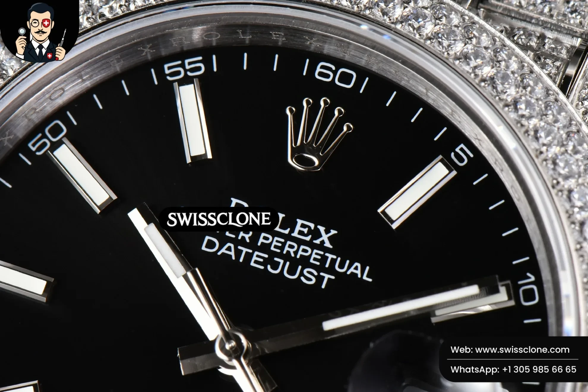 Rolex Datejust 41mm Full Diamond Black Dial Jubilee 1:1 Super Clone - Clasp & Bracelet Finishing