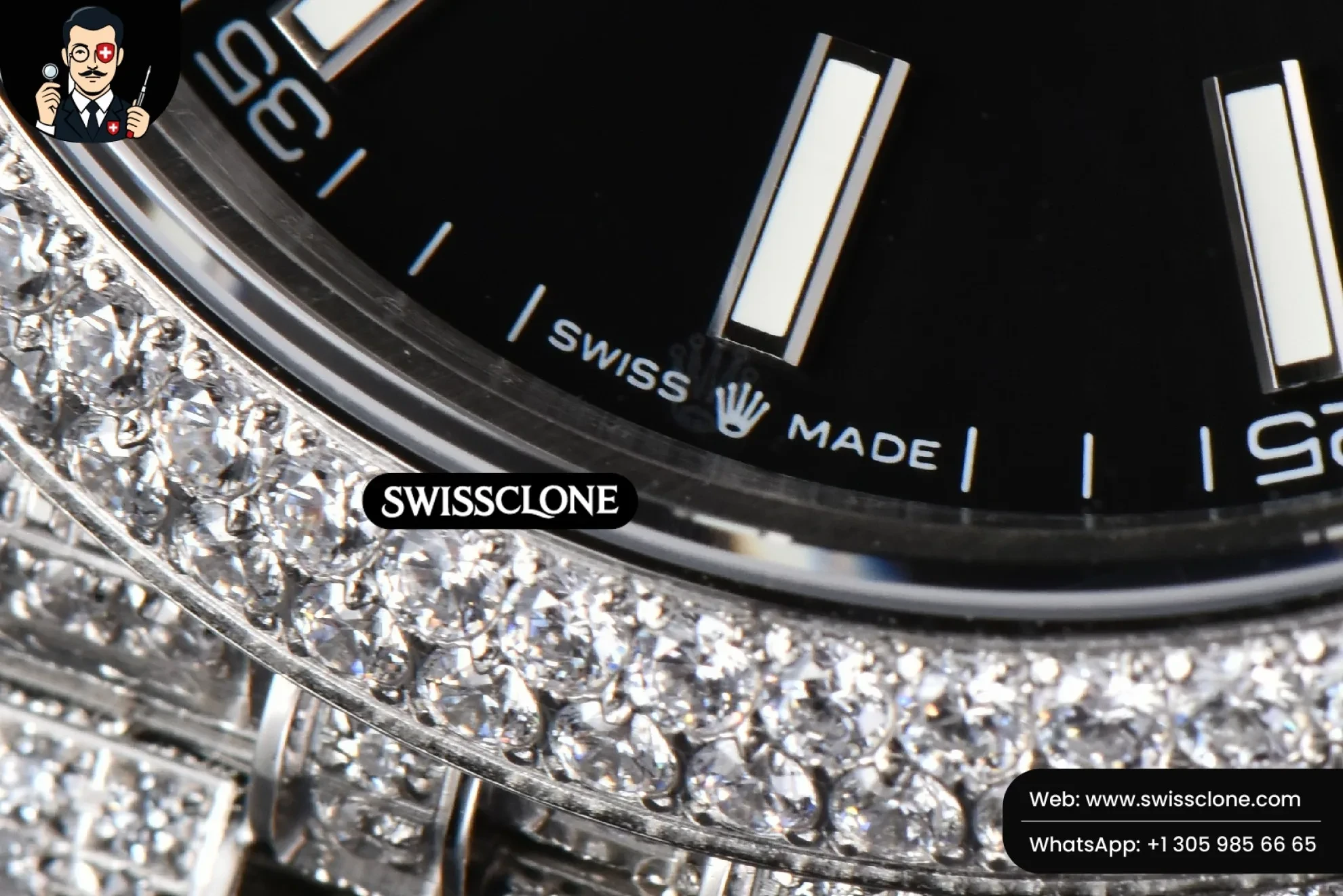 Rolex Datejust 41mm Full Diamond Black Dial Jubilee 1:1 Super Clone - On-Wrist Presence View