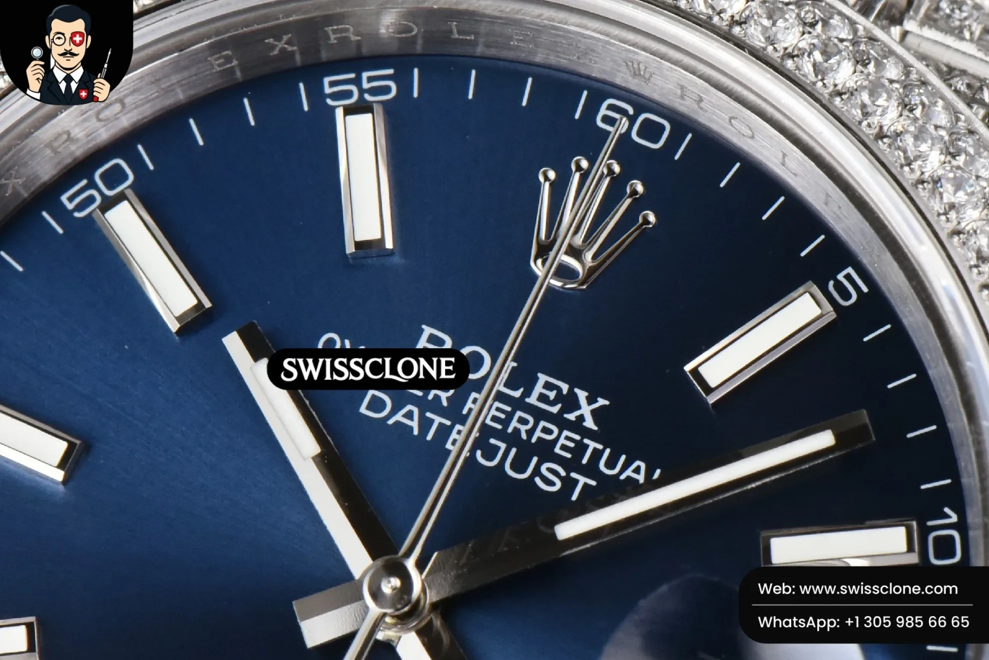 Rolex Datejust 41mm Full Diamond Blue Dial Jubilee 1:1 Super Clone - Clasp & Bracelet Finishing