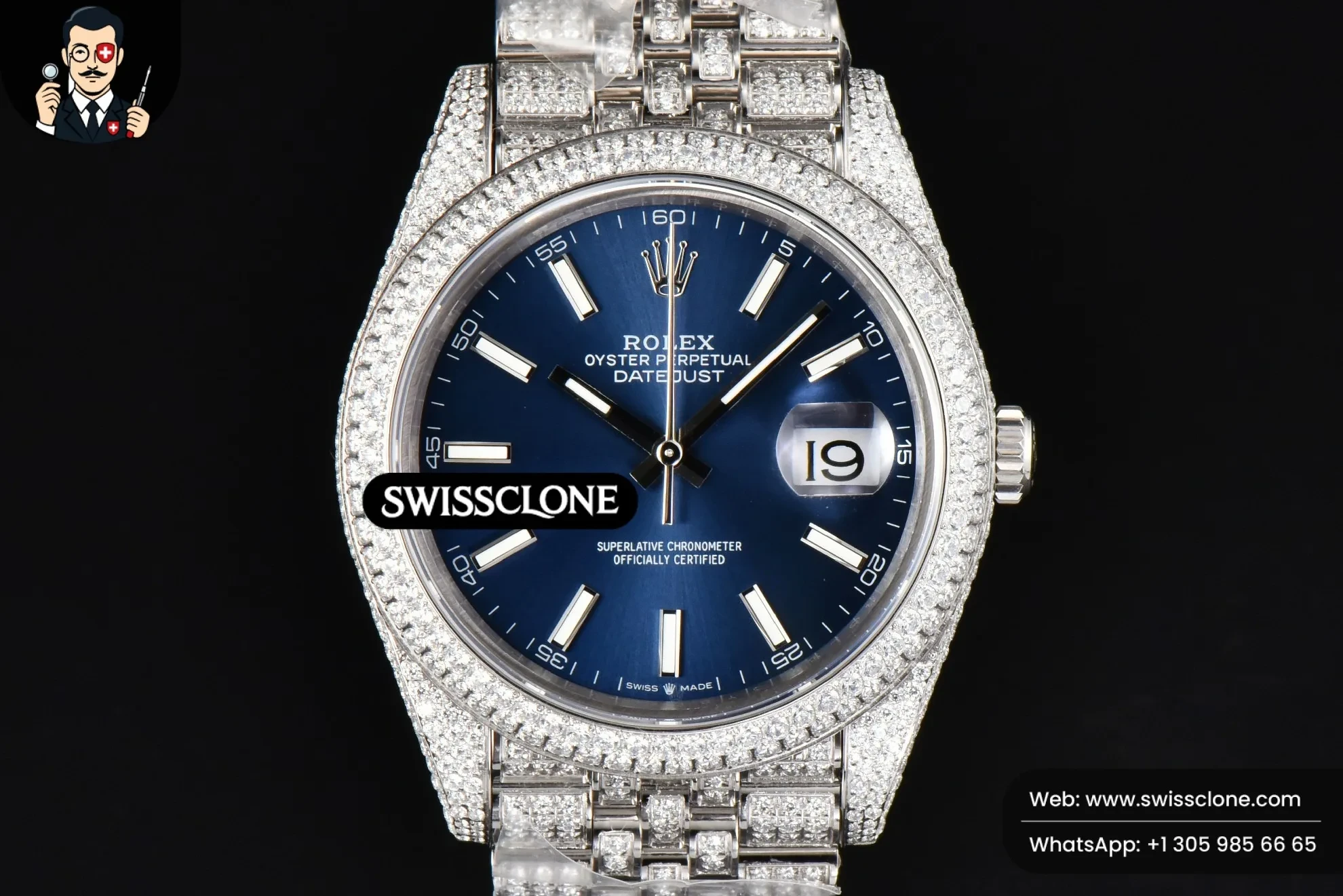 Rolex Datejust 41mm Full Diamond Blue Dial Jubilee