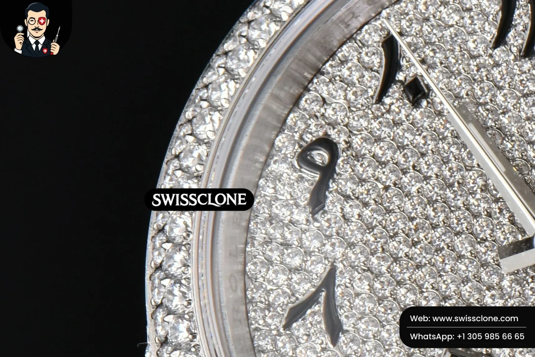 Rolex Datejust 41mm Full Diamond Diamond Arabic Dial Jubilee 1:1 Super Clone - Caseback & Cloned Calibre Movement