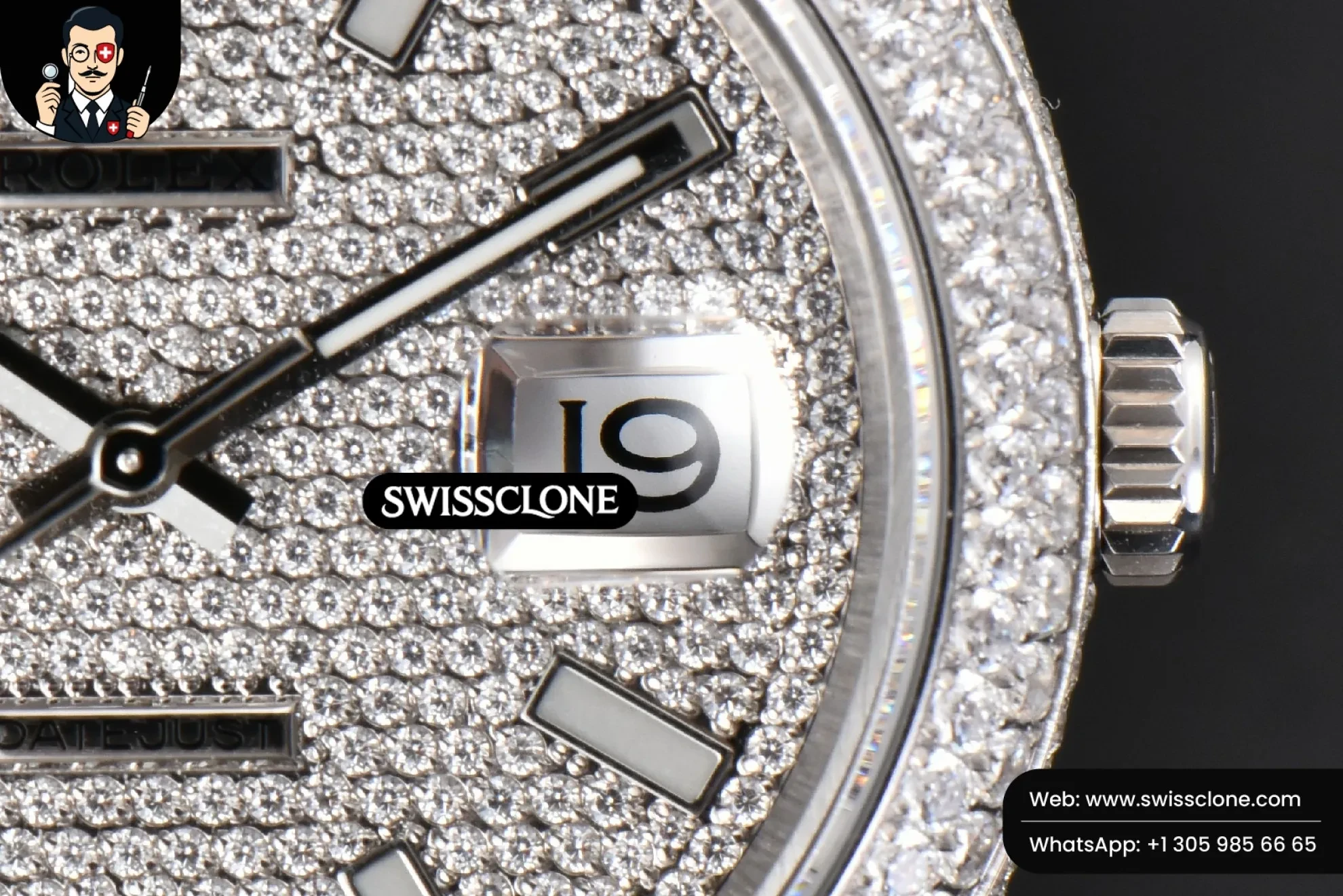 Rolex Datejust 41mm Full Diamond Diamond Lume Dial Jubilee 1:1 Super Clone - On-Wrist Presence View