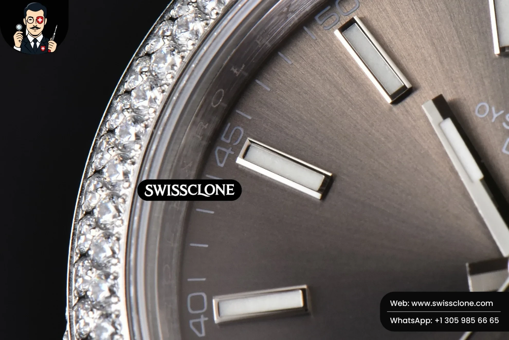Rolex Datejust 41mm Full Diamond Gray Dial Jubilee 1:1 Super Clone - Clasp & Bracelet Finishing