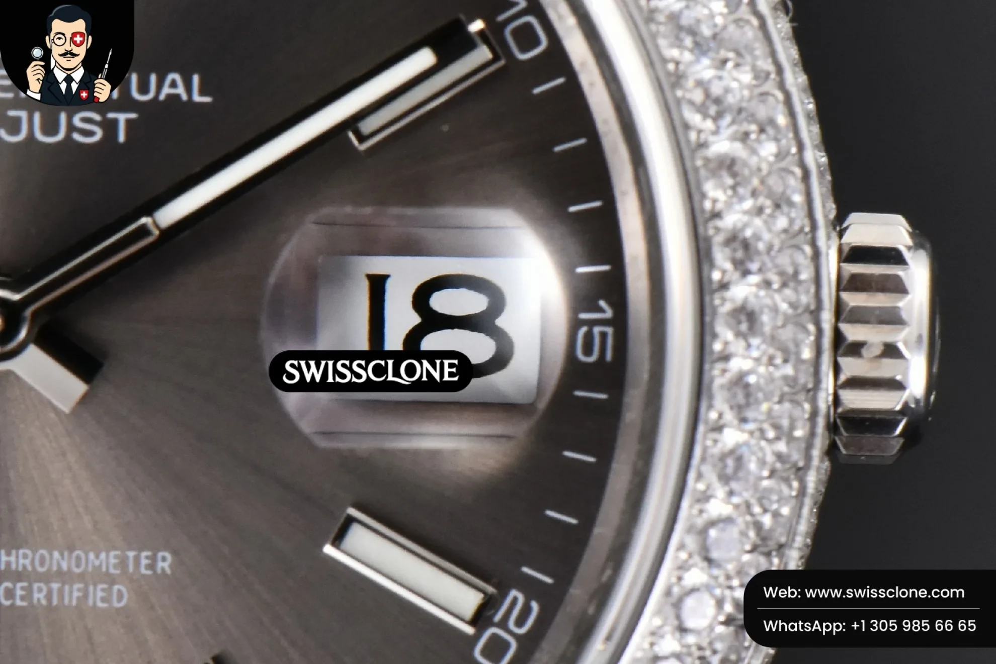Rolex Datejust 41mm Full Diamond Gray Dial Jubilee 1:1 Super Clone - On-Wrist Presence View