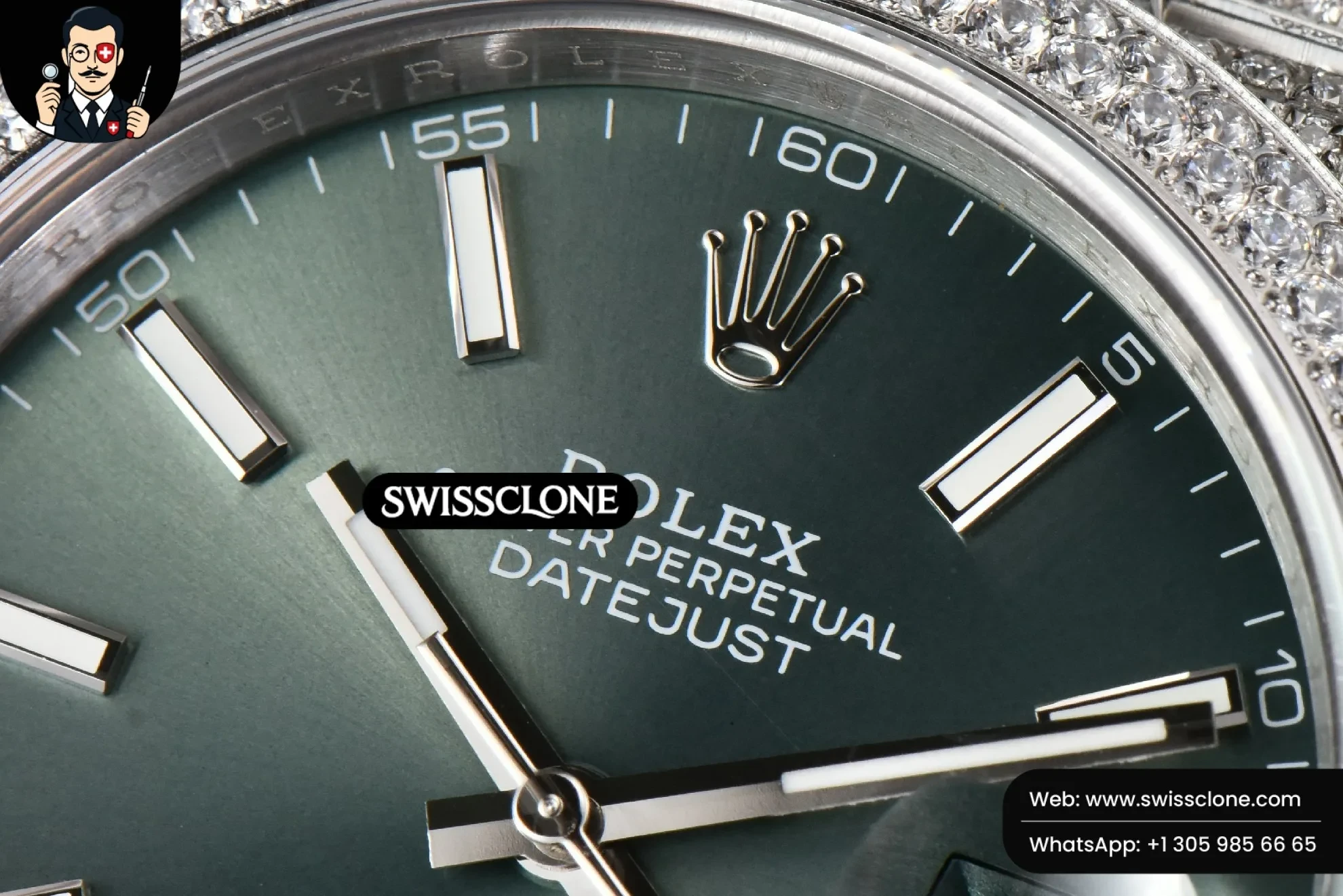 Rolex Datejust 41mm Full Diamond Green Dial Jubilee 1:1 Super Clone - Clasp & Bracelet Finishing