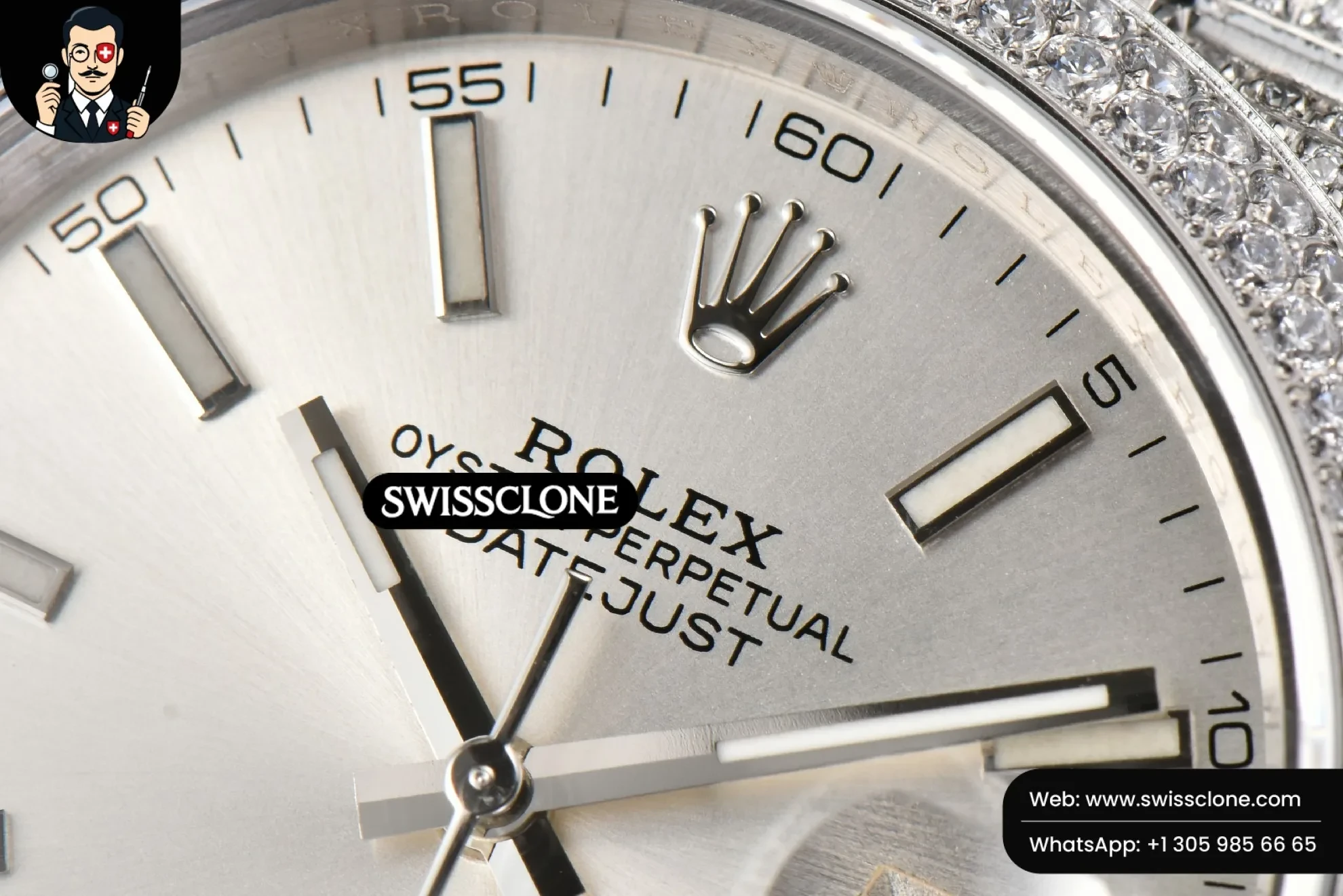 Rolex Datejust 41mm Full Diamond Silver Dial Jubilee 1:1 Super Clone - Clasp & Bracelet Finishing