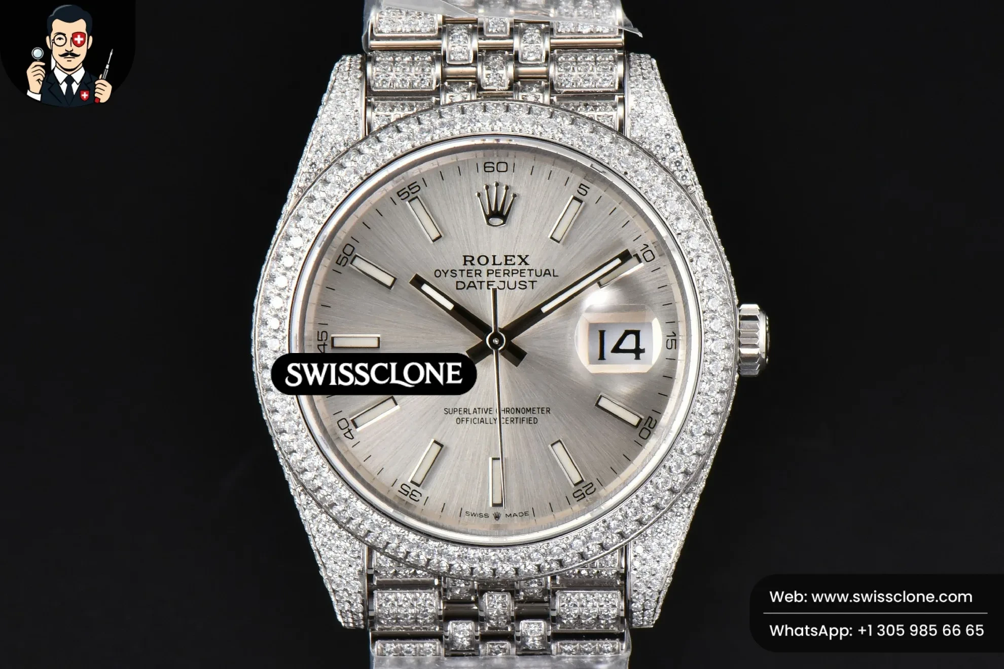 Rolex Datejust 41mm Full Diamond Silver Dial Jubilee