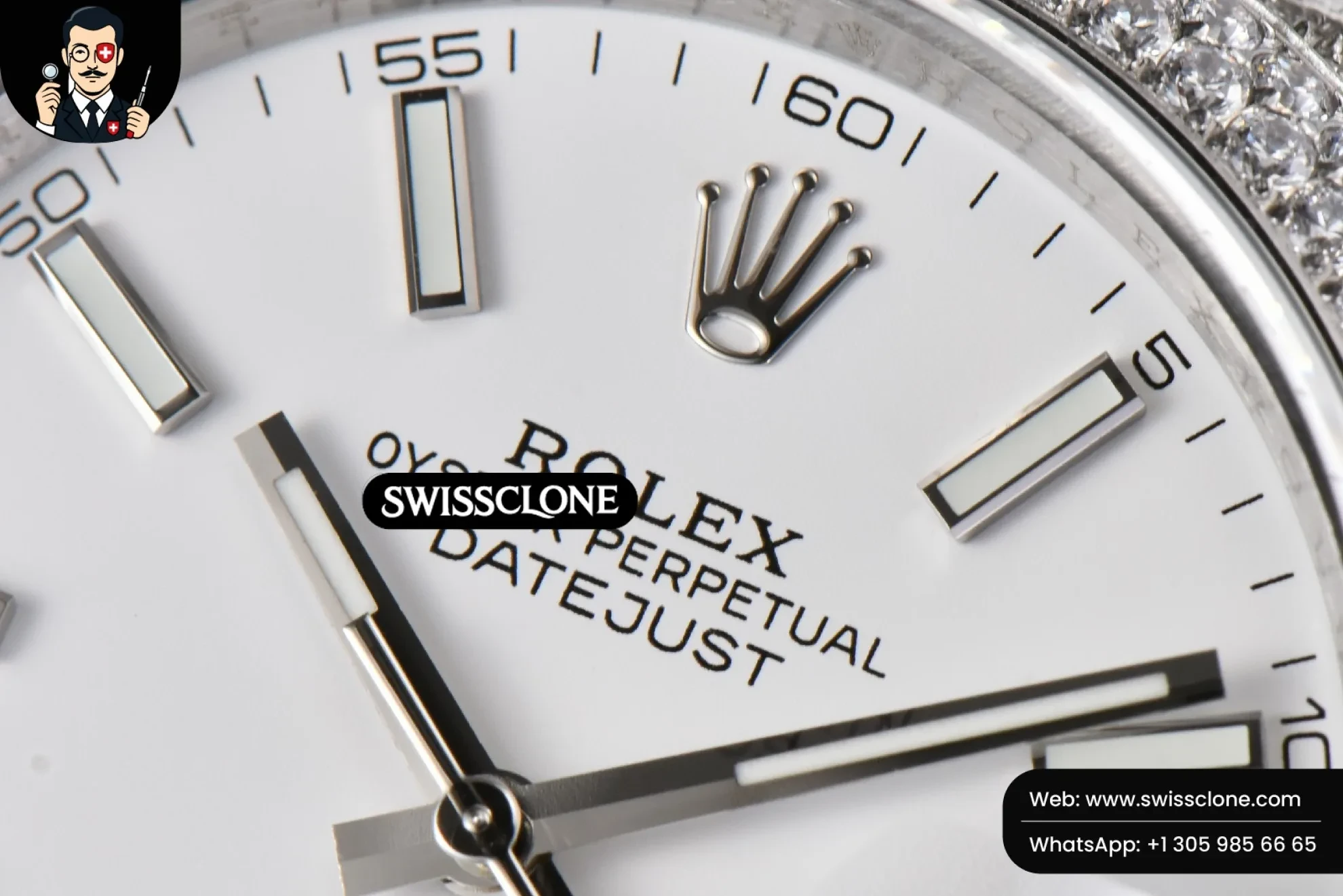 Rolex Datejust 41mm Full Diamond White Dial Jubilee 1:1 Super Clone - Clasp & Bracelet Finishing