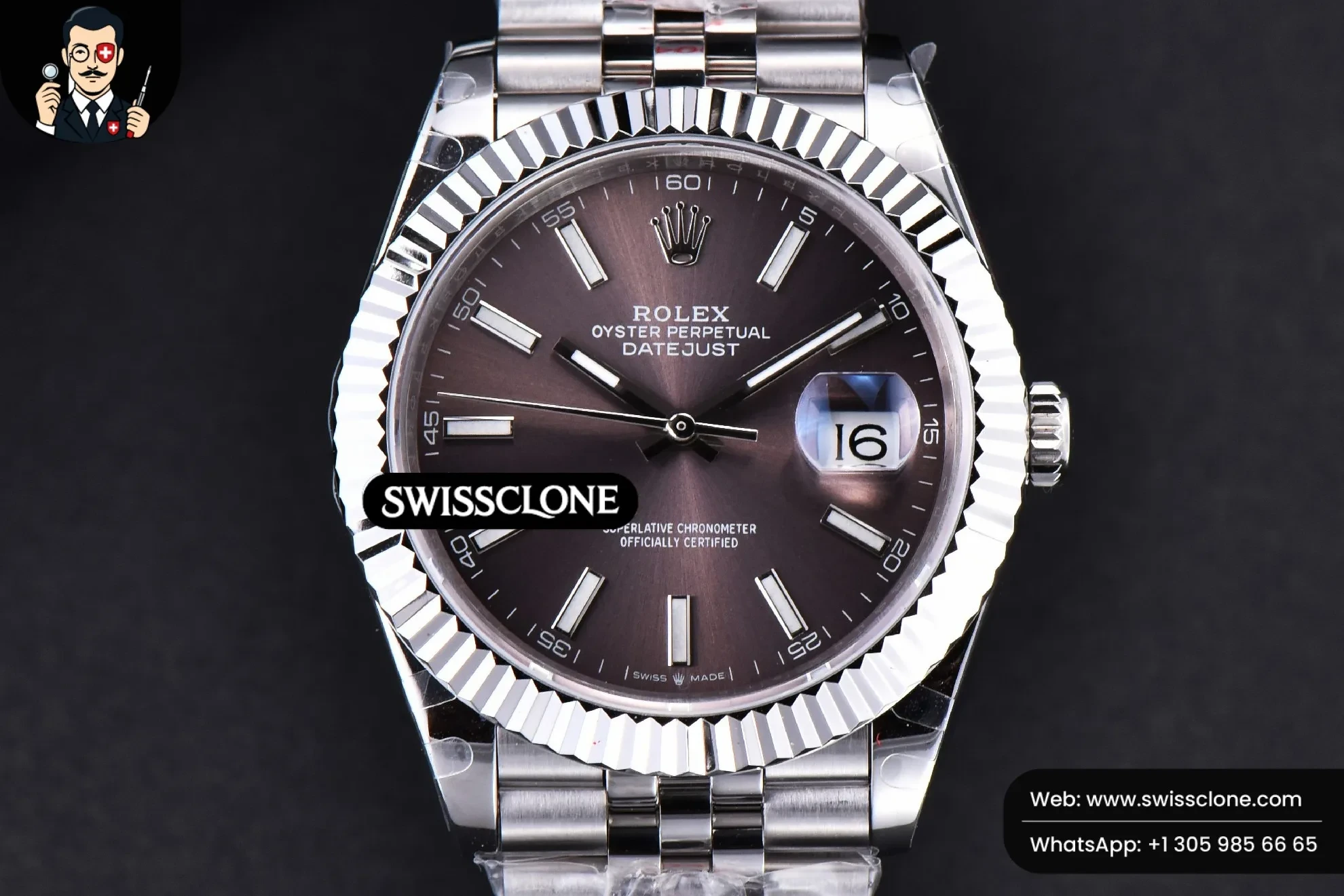 Rolex Datejust 41mm Gray Dial Lume Marker Fluted Bezel Jubille VR3235