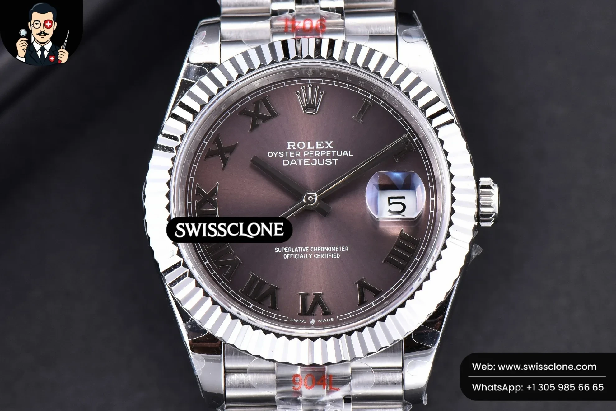 Rolex Datejust 41mm Gray Dial Roma Marker Fluted Bezel Jubille VR3235