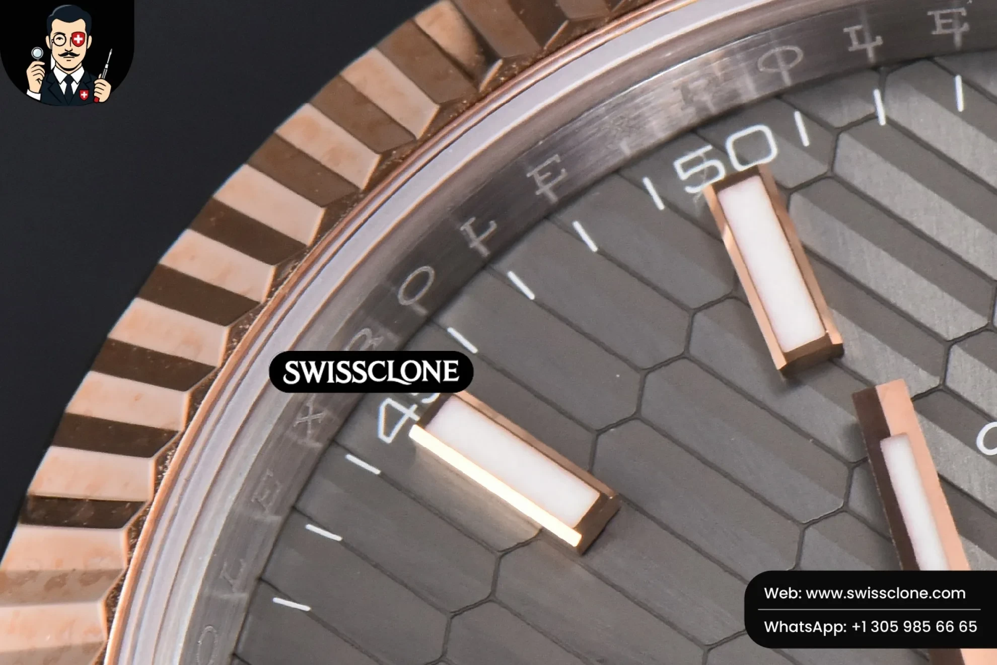 Rolex DateJust 41mm RG/SS Gray Motif Dial Lume Marker Jubilee VS3235 1:1 Super Clone - Caseback & Cloned Calibre Movement