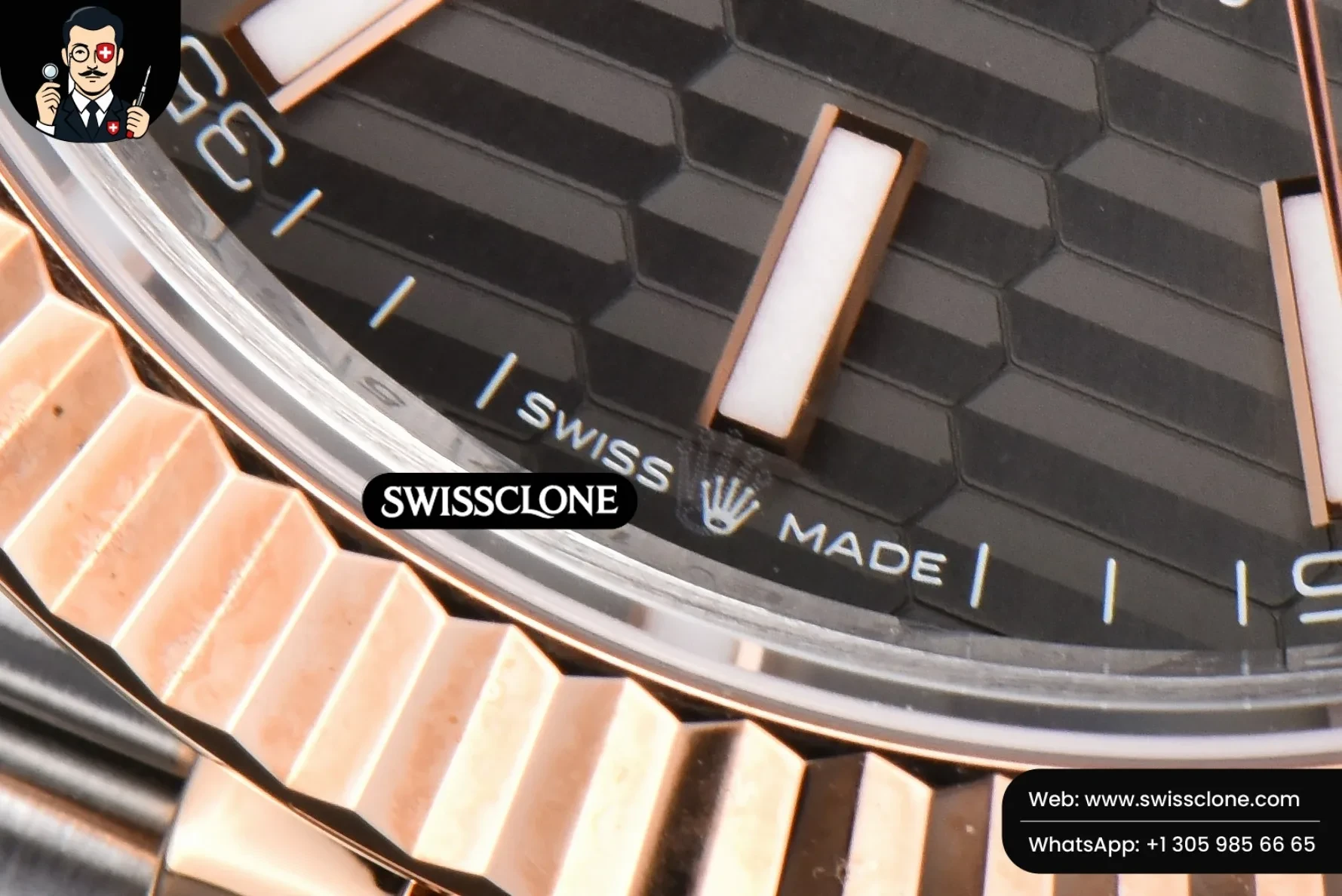Rolex DateJust 41mm RG/SS Gray Motif Dial Lume Marker Jubilee VS3235 1:1 Super Clone - On-Wrist Presence View