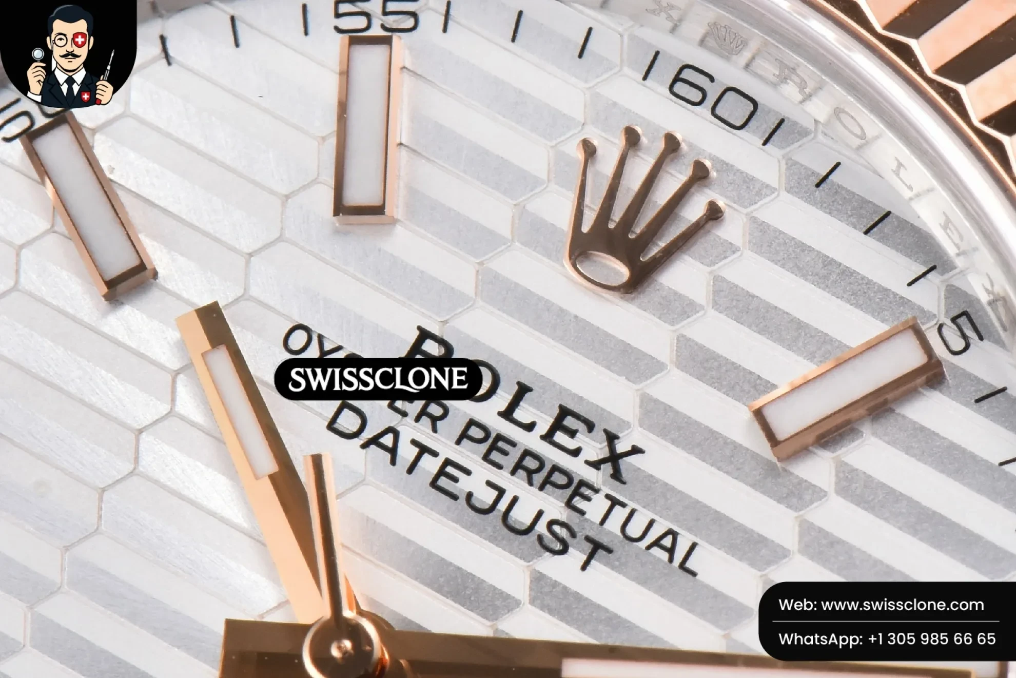 Rolex DateJust 41mm RG/SS Silver Motif Dial Lume Marker Jubilee VS3235 1:1 Super Clone - Caseback & Cloned Calibre Movement