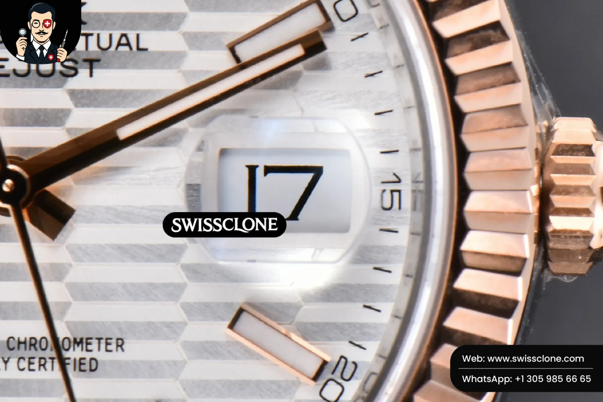 Rolex DateJust 41mm RG/SS Silver Motif Dial Lume Marker Jubilee VS3235 1:1 Super Clone - On-Wrist Presence View