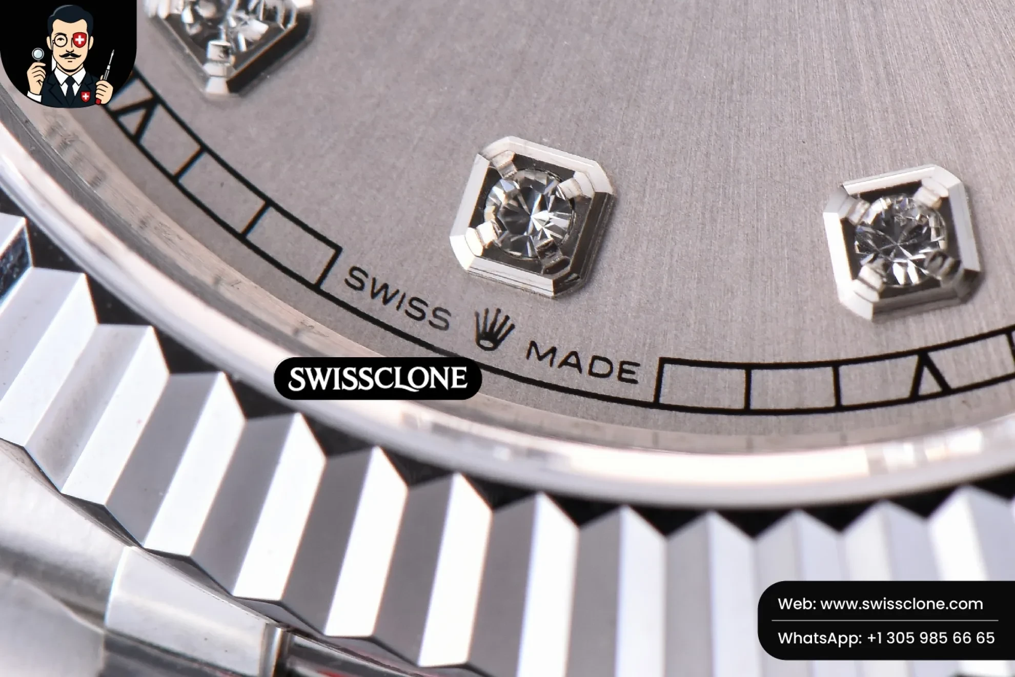 Rolex Datejust 41mm Silver Dial Diamond Marker Fluted Bezel Jubille VR3235 1:1 Super Clone - On-Wrist Presence View