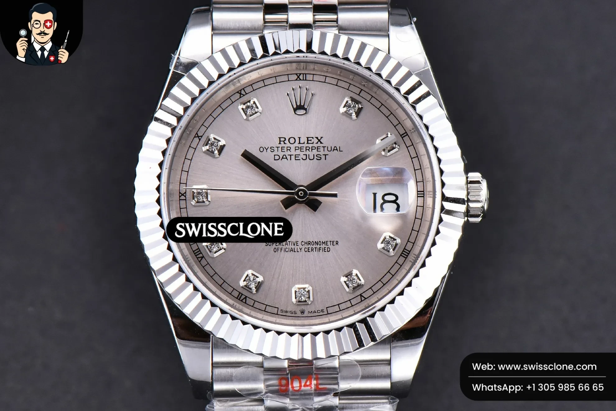 Rolex Datejust 41mm Silver Dial Diamond Marker Fluted Bezel Jubille VR3235