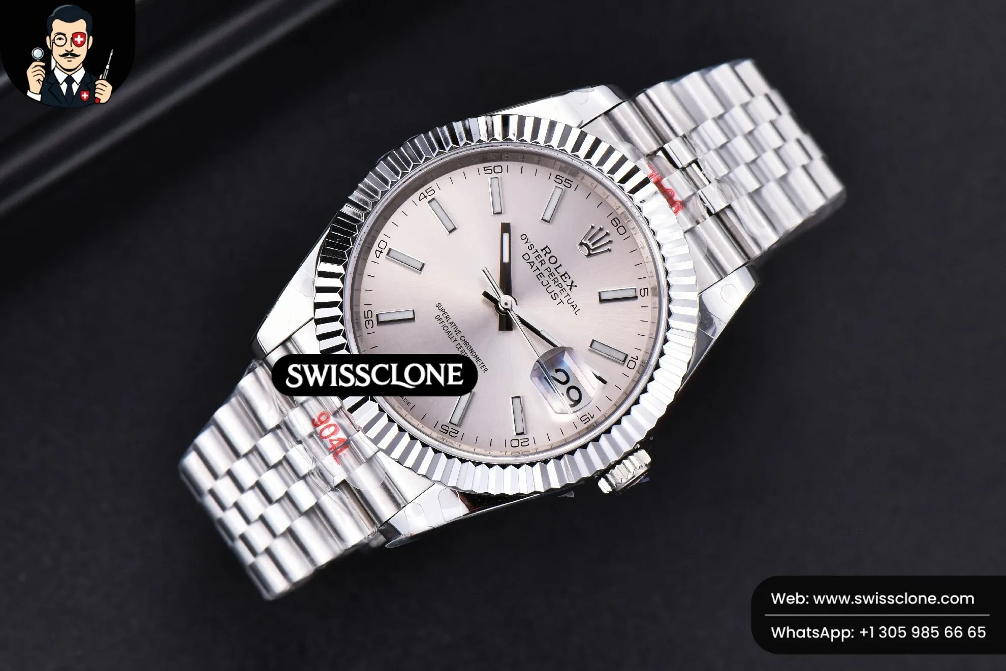 Rolex Datejust 41mm Silver Dial Lume Marker Fluted Bezel Jubille VR3235 1:1 Super Clone - Bezel & Case Profile
