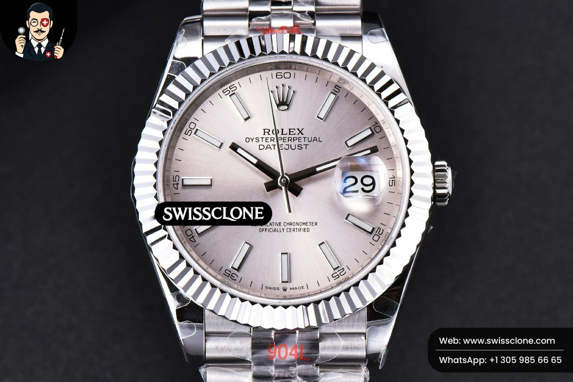 Rolex Datejust 41mm Silver Dial Lume Marker Fluted Bezel Jubille VR3235