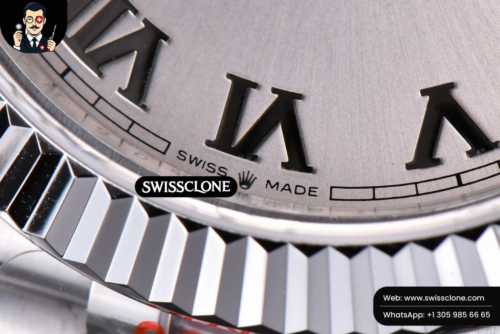 Rolex Datejust 41mm Silver Dial Roma Marker Fluted Bezel Jubille VR3235 1:1 Super Clone - Lateral Case Thickness Profile