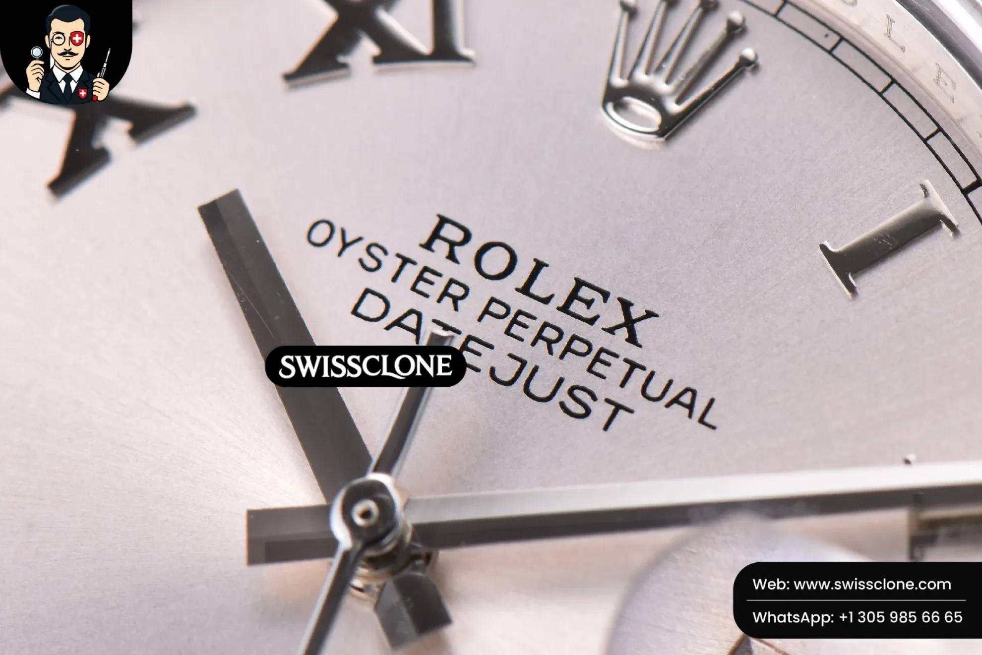 Rolex Datejust 41mm Silver Dial Roma Marker Fluted Bezel Jubille VR3235 1:1 Super Clone - Bezel & Case Profile