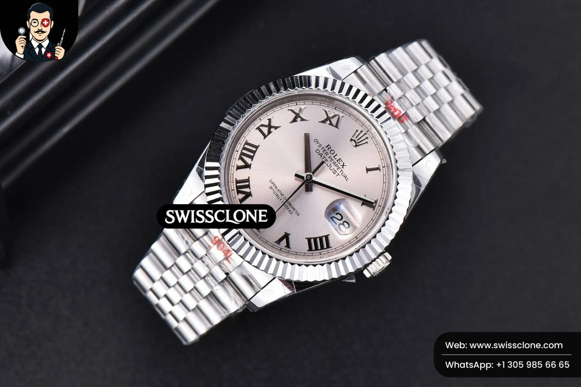 Rolex Datejust 41mm Silver Dial Roma Marker Fluted Bezel Jubille VR3235